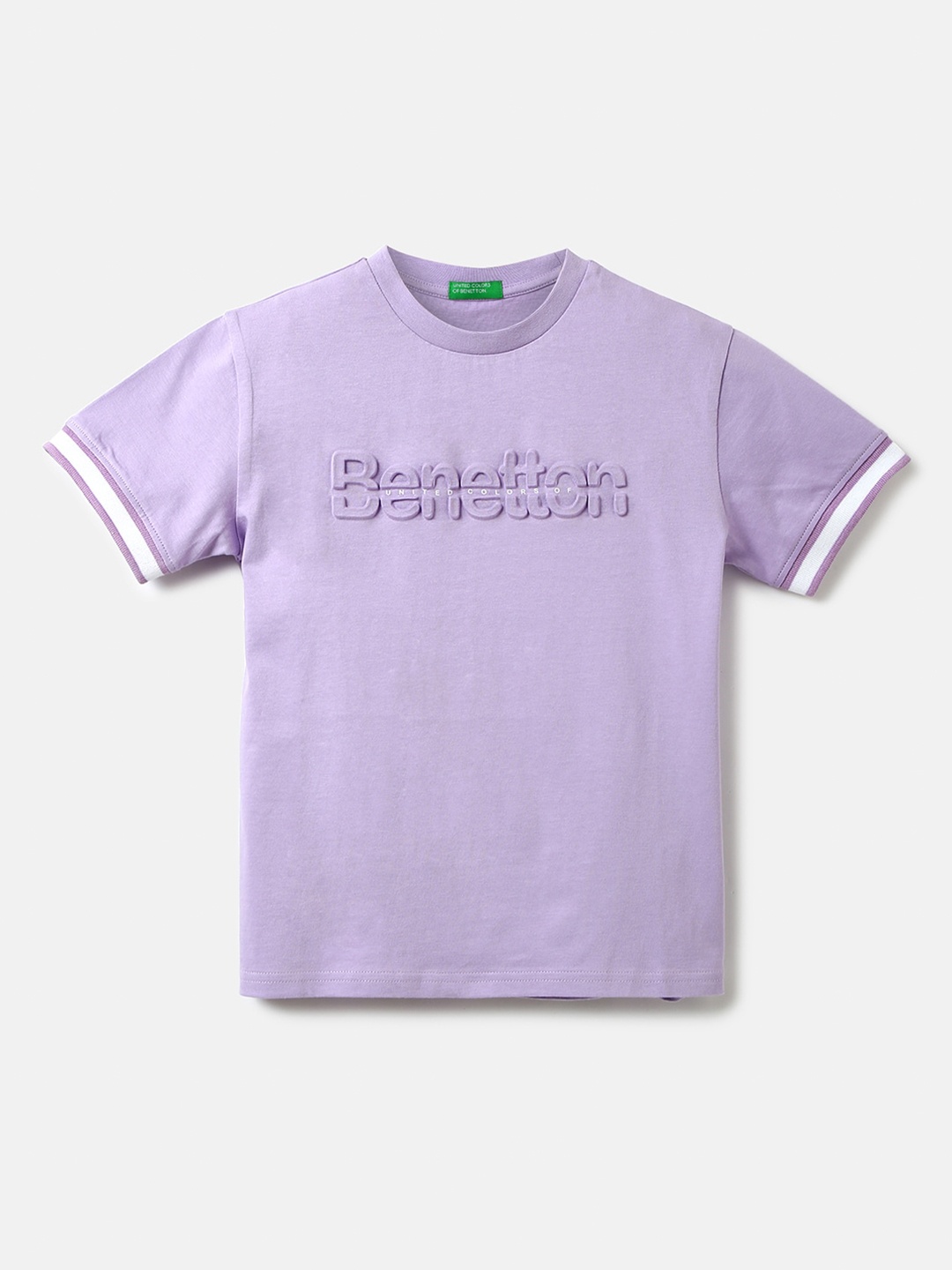 

United Colors of Benetton Boys Round Neck Cotton T-shirt, Lavender