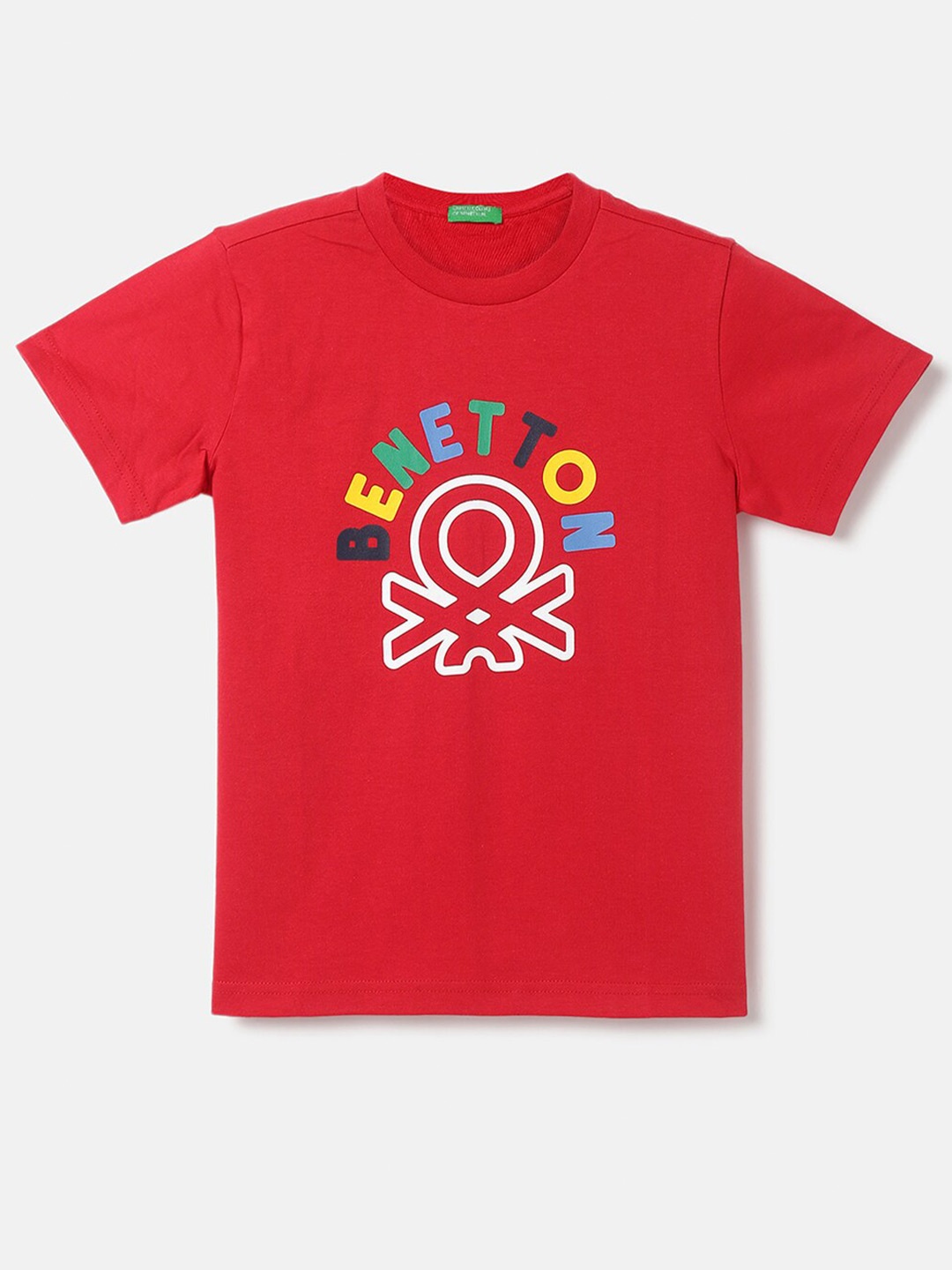 

United Colors of Benetton Boys Typography Printed Cotton T-shirt, Red