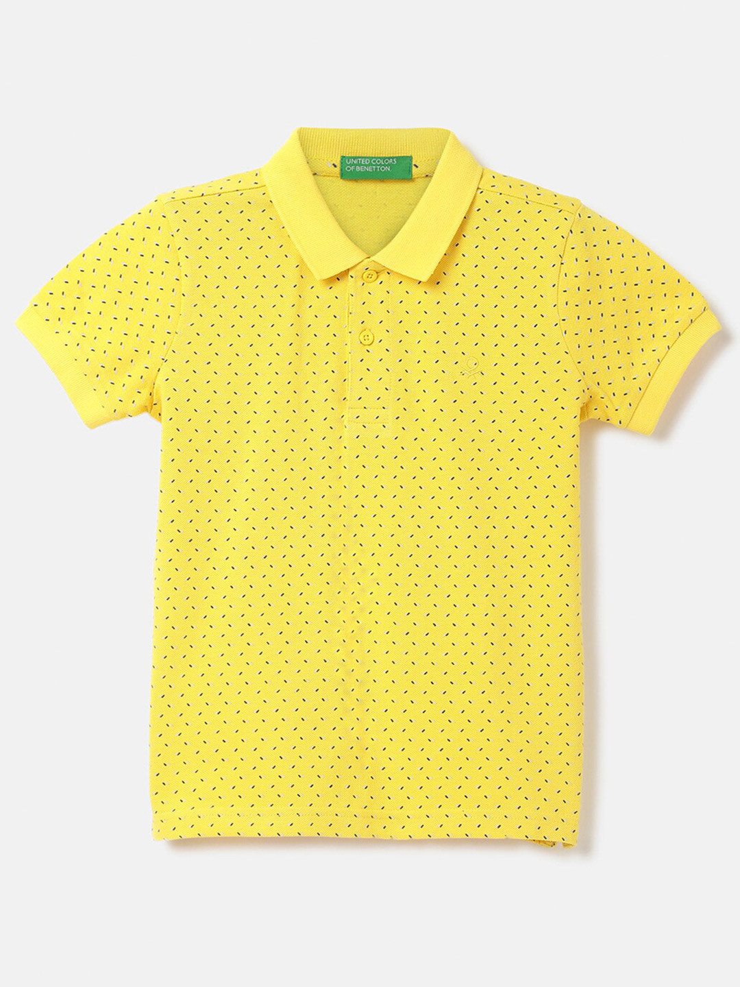 

United Colors of Benetton Boys Printed Polo Collar Cotton T-shirt, Yellow