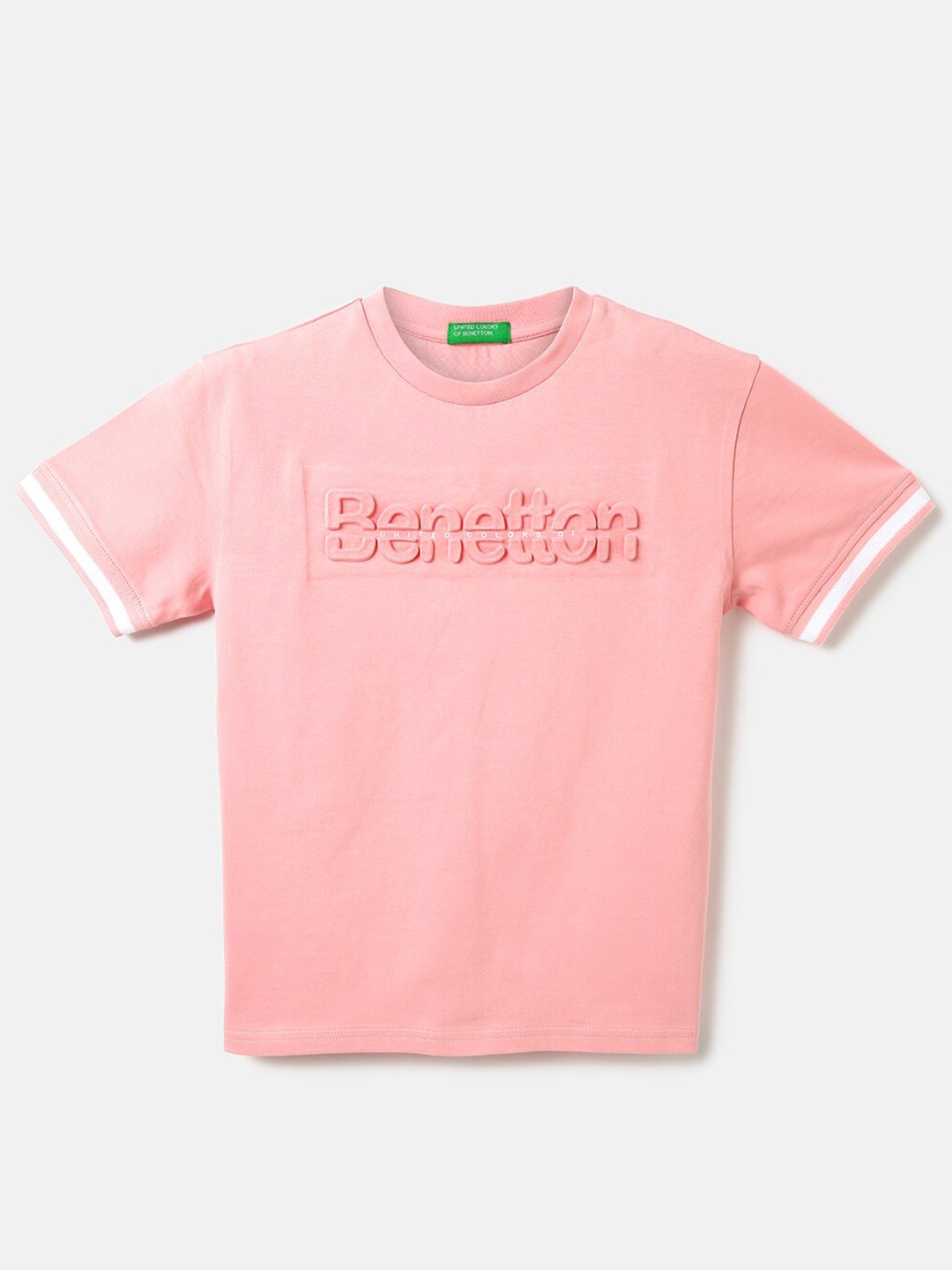

United Colors of Benetton Boys Typography Printed Cotton T-shirt, Pink