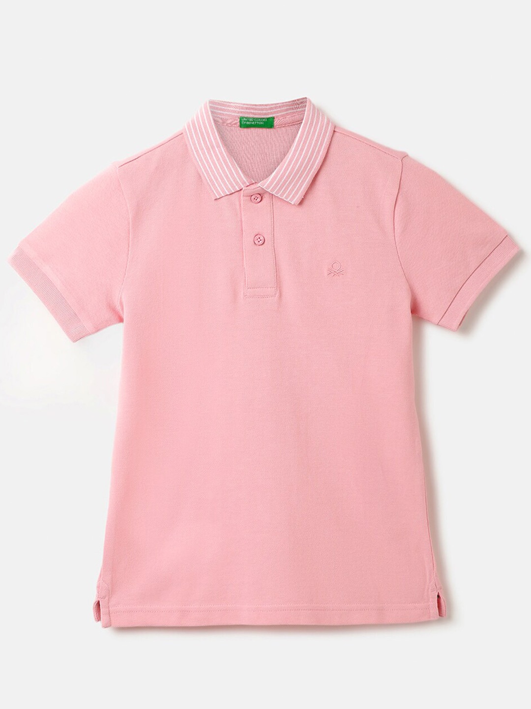 

United Colors of Benetton Boys Polo Collar Cotton T-shirt, Pink