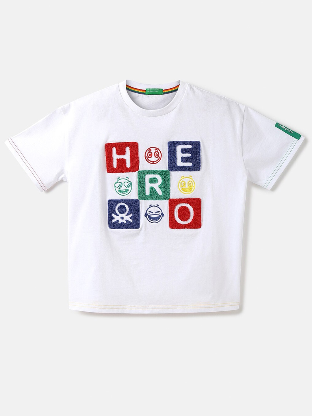 

United Colors of Benetton Boys Typography Printed Cotton T-shirt, White
