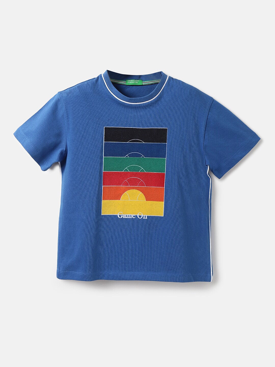 

United Colors of Benetton Boys Printed Cotton T-shirt, Blue