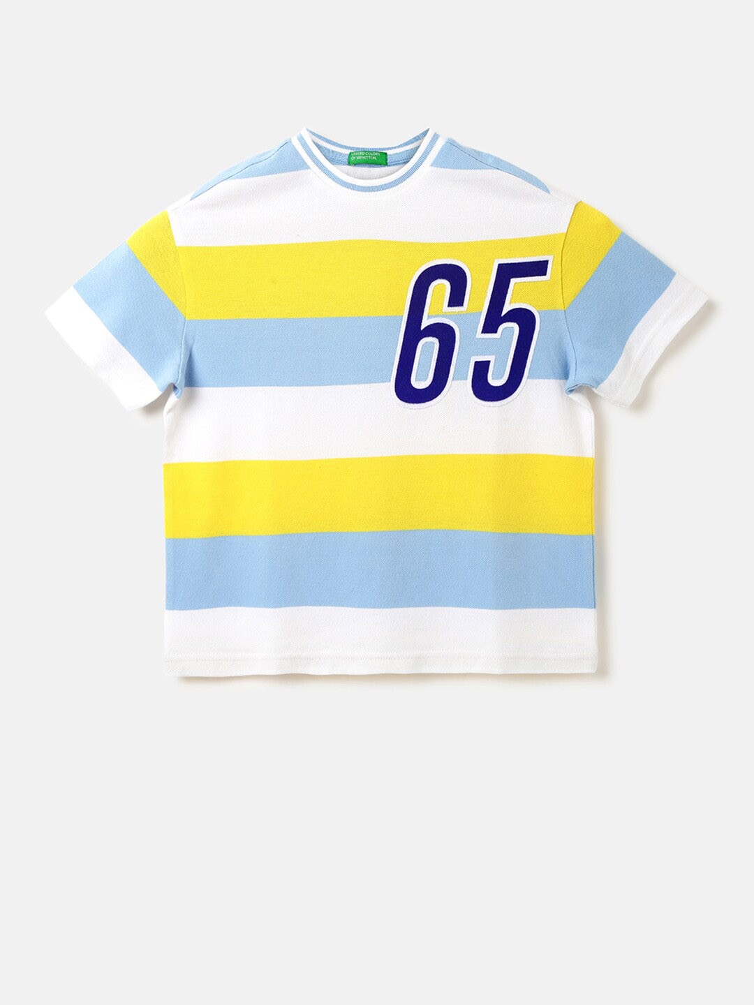 

United Colors of Benetton Boys Striped Cotton T-shirt, White