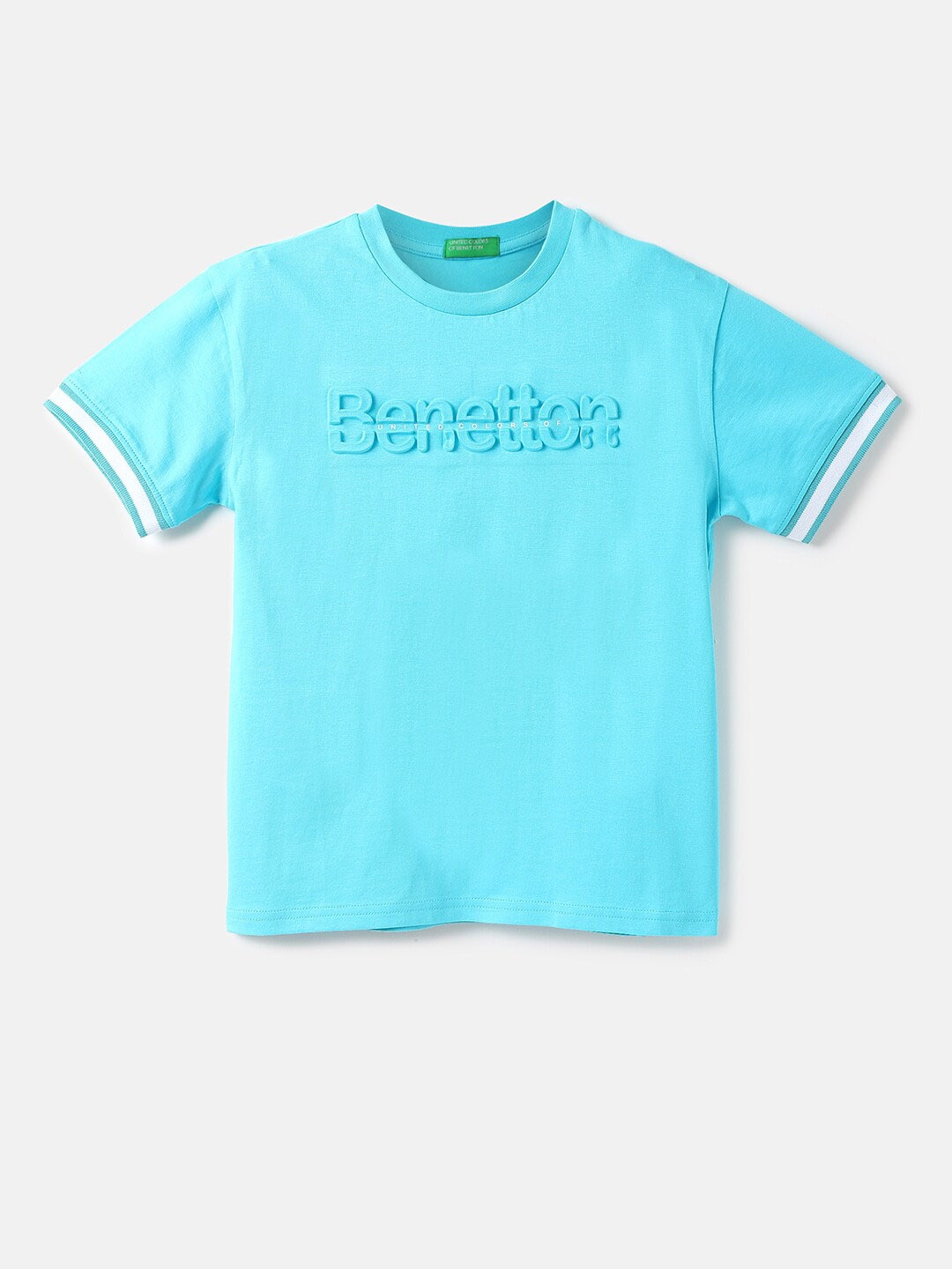 

United Colors of Benetton Boys Typography Cotton T-shirt, Blue