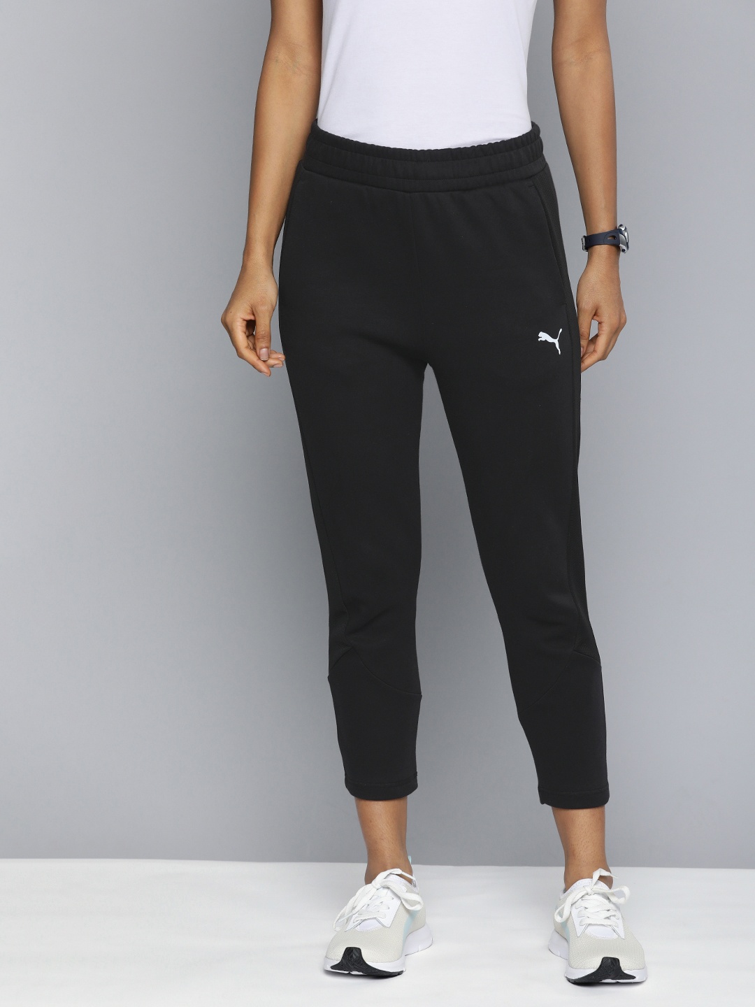 

Puma Women EVOSTRIPE Solid High-Waist Drycell Track Pants, Black