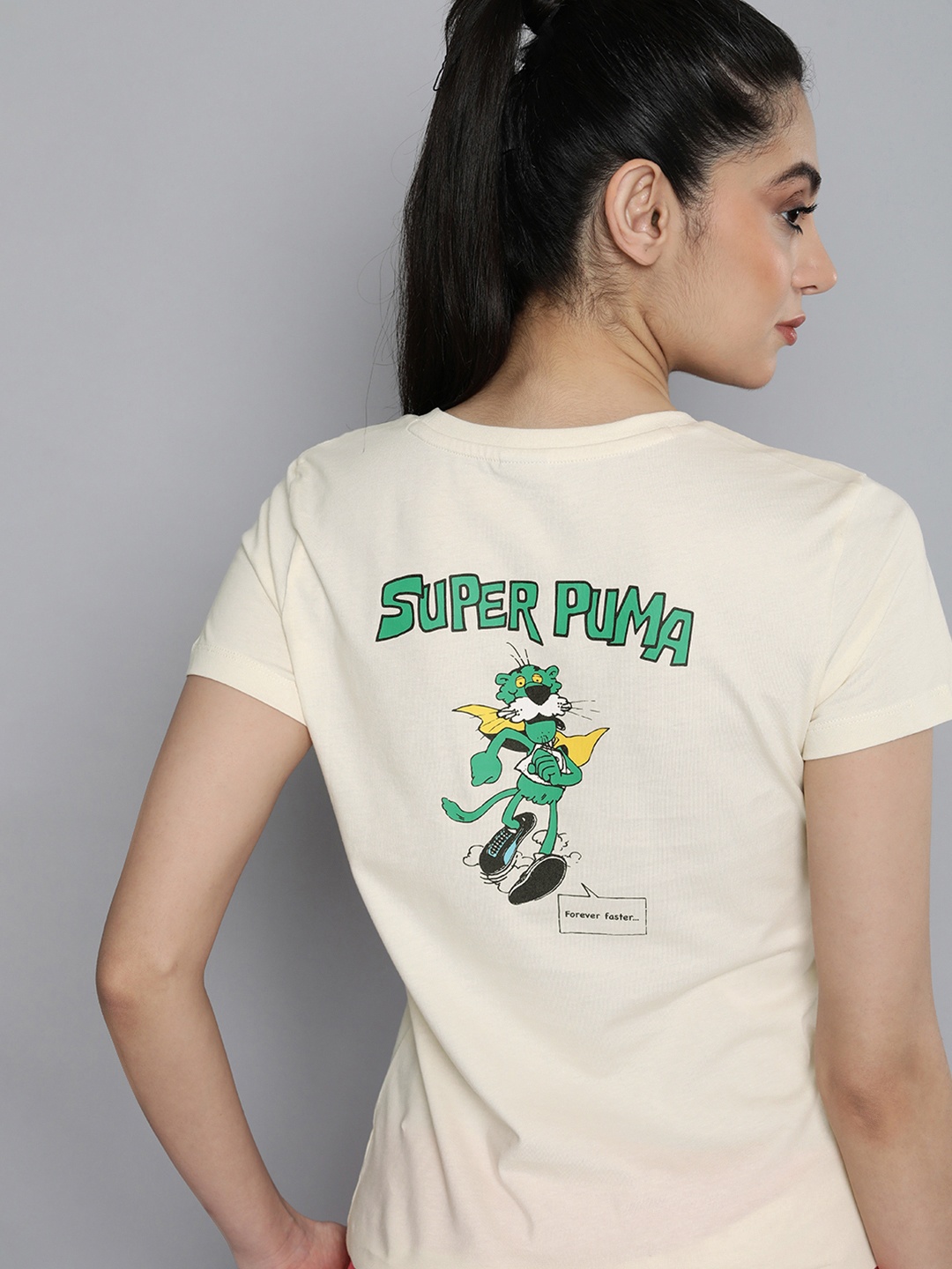 

Puma Women Printed Multi Graphic Pure Cotton T-shirt, Off white