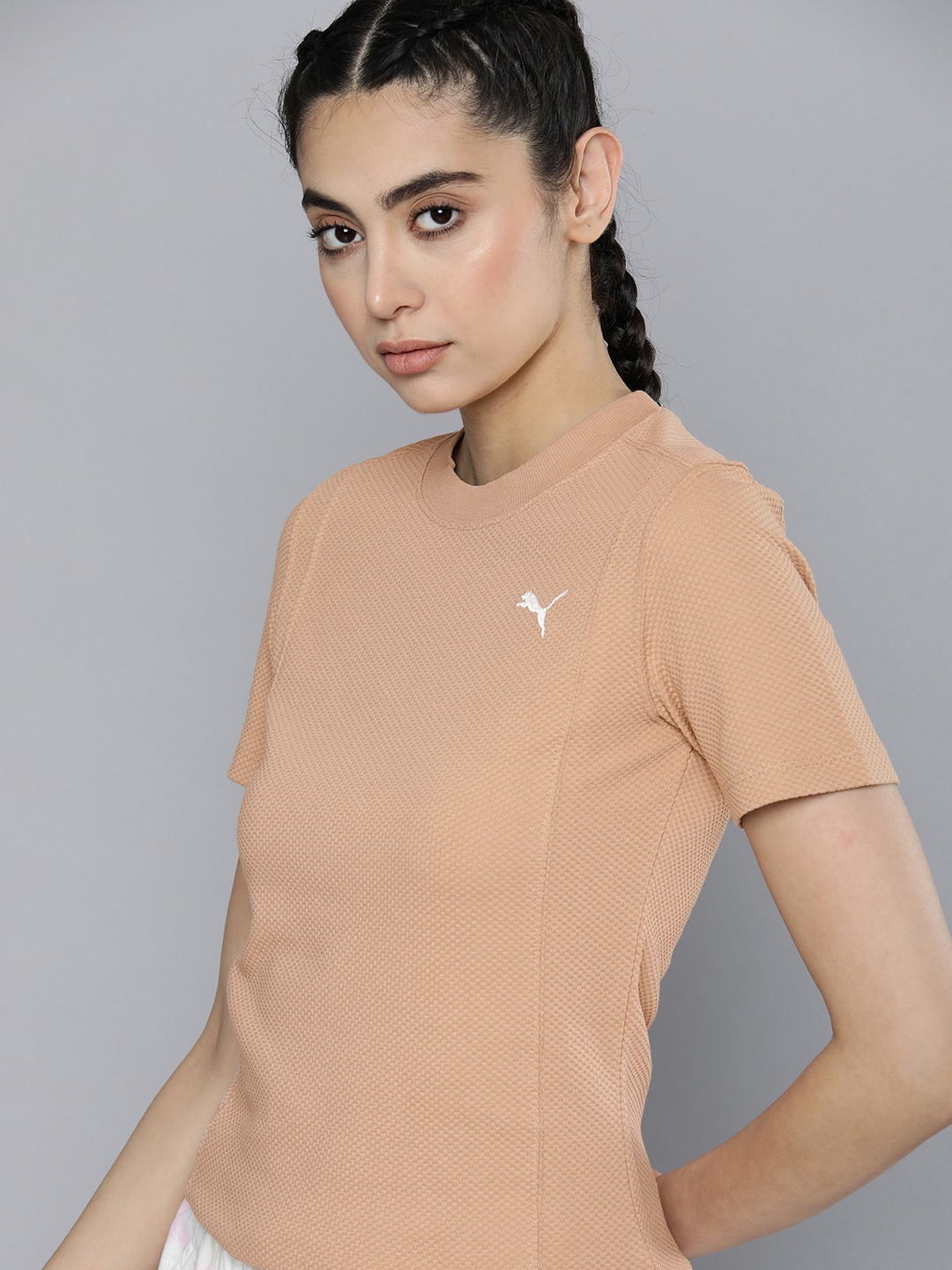 

Puma Textured Round Neck HER Slim Fit Outdoor T-shirt, Beige