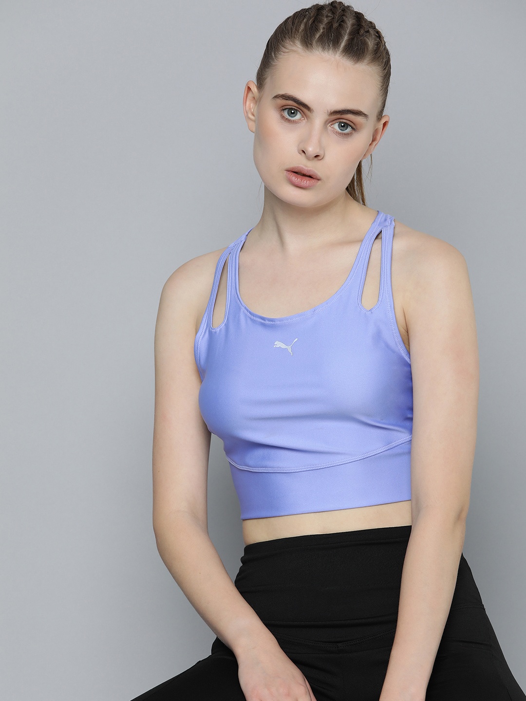 

Puma RUN ULTRAFORM Solid Drycell Tight Fit Cropped Tank Top With Cut Out Detail, Lavender