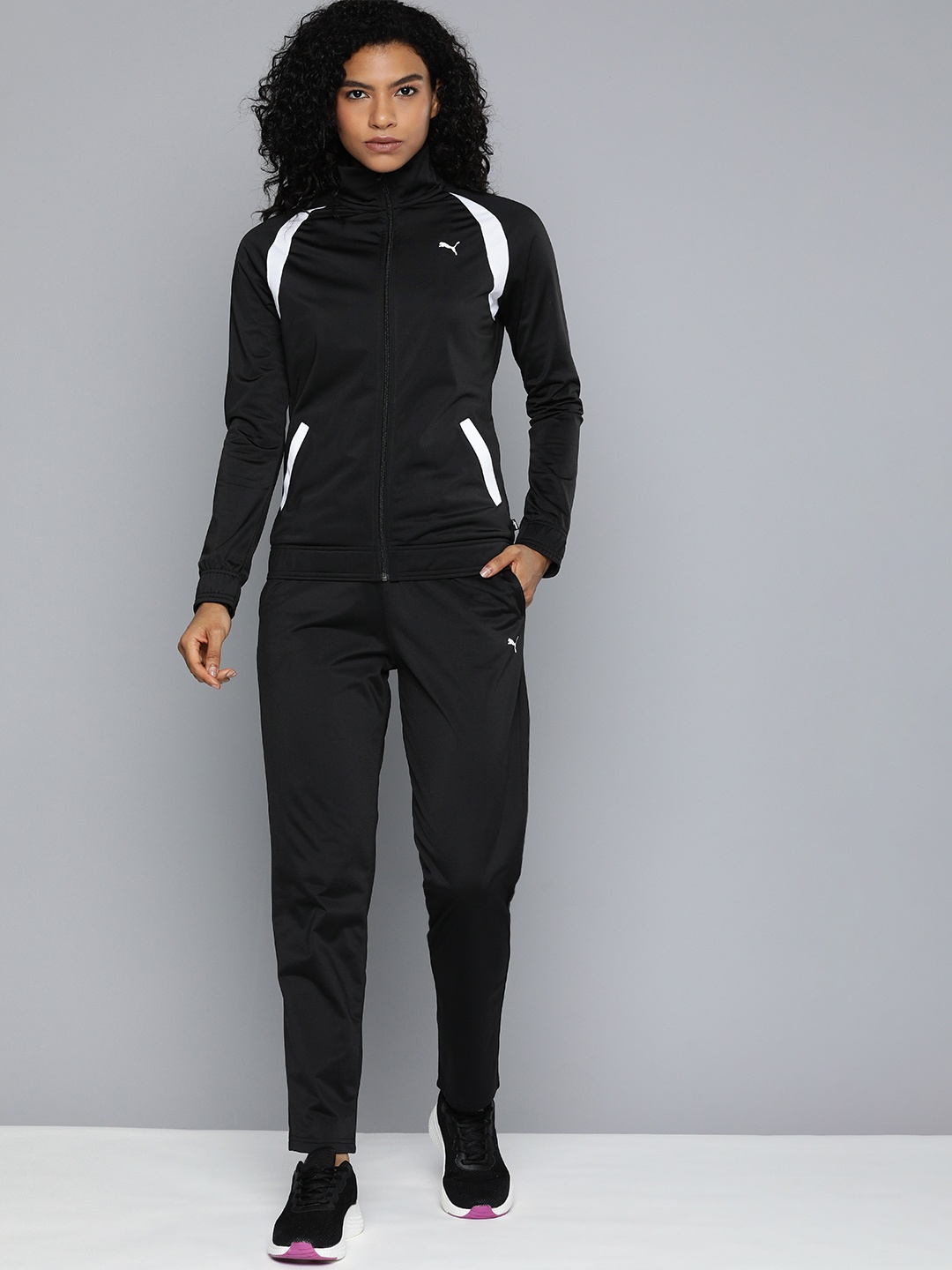 

Puma Women Classic Tricot Training Regular Fit Tracksuit With Contrast Stripe, Black