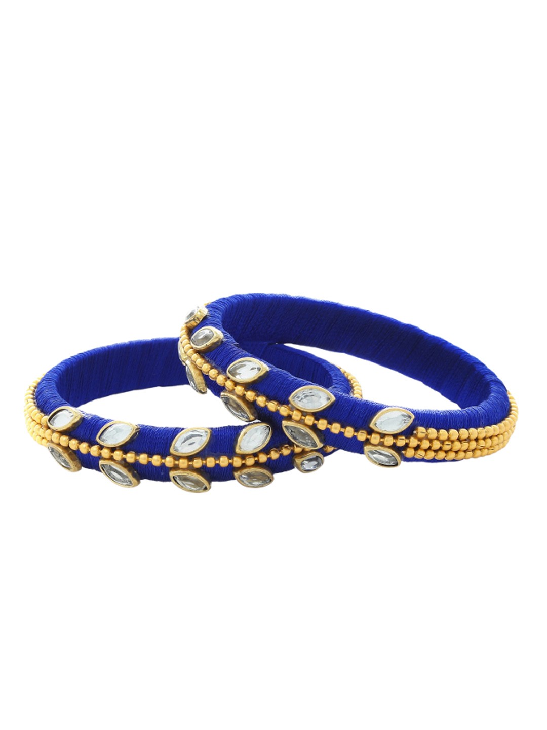 

AKSHARA Set of 2 Stone-Studded & Silk Thread Bangles, Blue