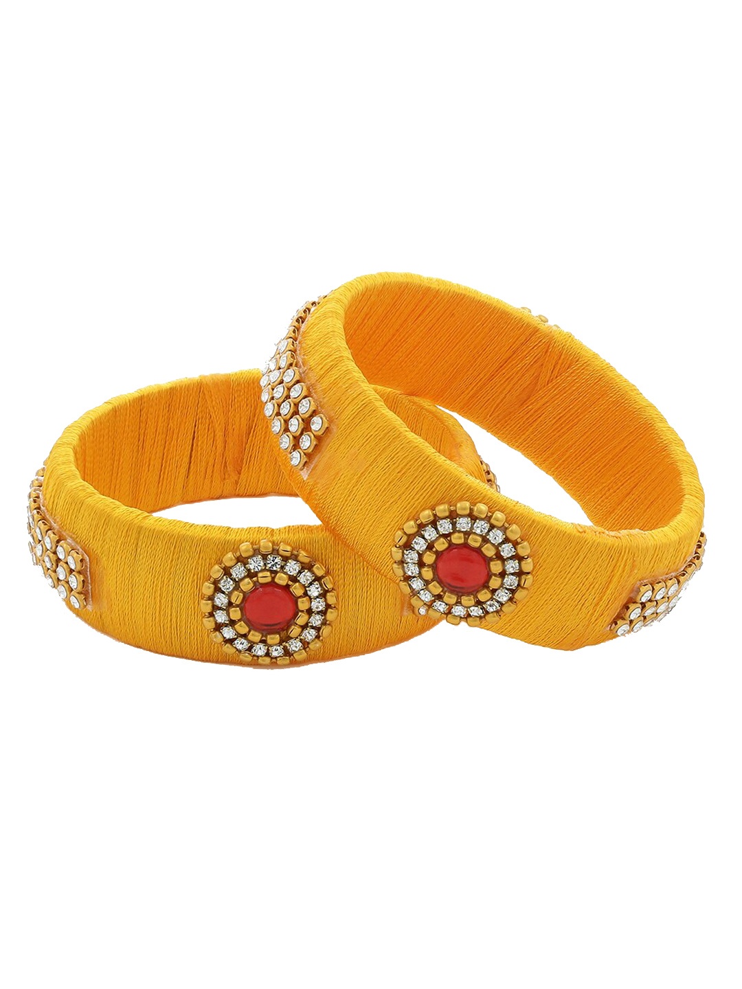 

AKSHARA Set of 2 Gold-Plated Stone-Studded Silk Thread Bangles