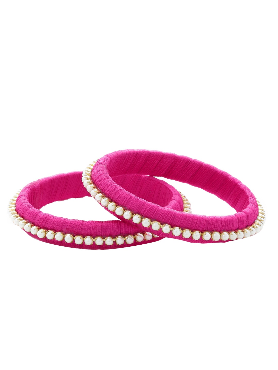 

AKSHARA Set of 2 Pearl Beaded Bangles, Pink