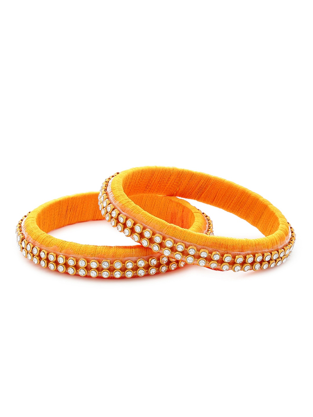 

AKSHARA Set of 2 Gold-Plated Stone-Studded Silk Thread Bangle