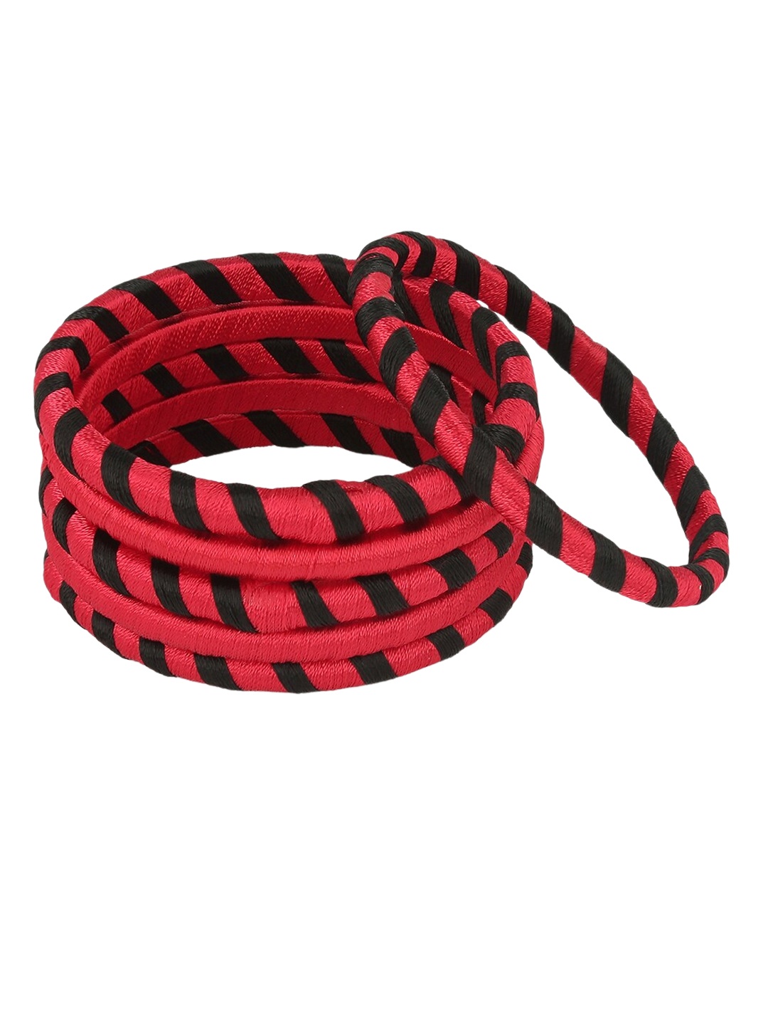 

AKSHARA Set of 6 Silk Thread Bangles, Red