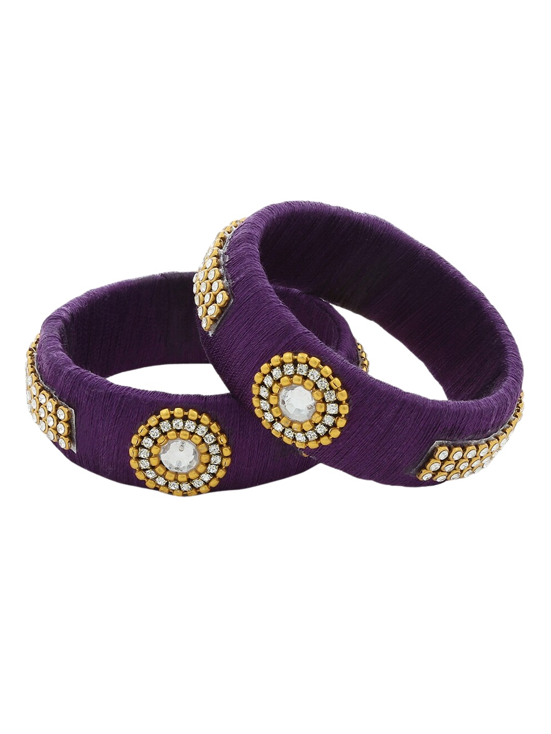 

AKSHARA Set of 2 Gold-Plated Stone-Studded Silk Thread Bangle