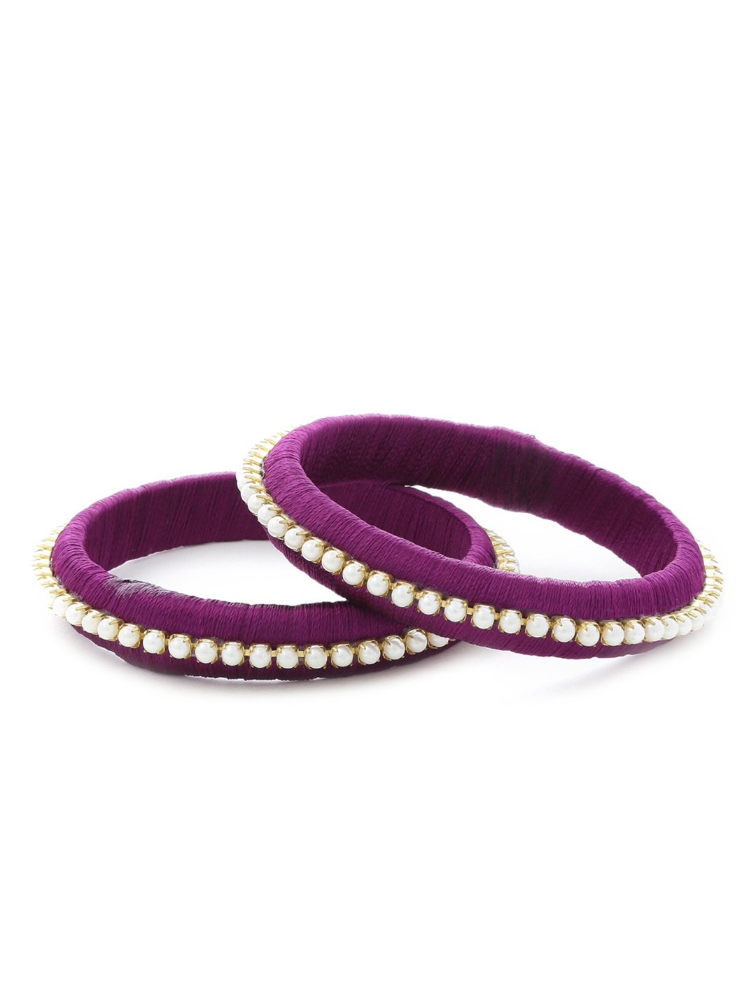 

AKSHARA Set of 2 Gold-Plated Stone-Studded Silk Thread Bangle