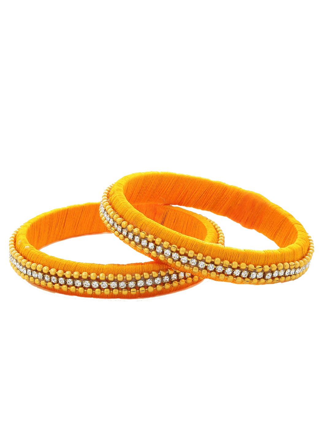 

AKSHARA Set of 2 Stone-Studded Silk Thread Bangle, Yellow