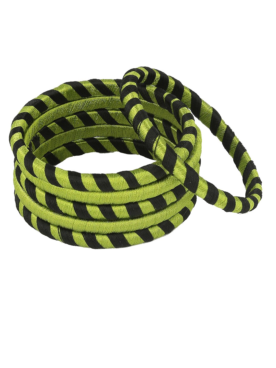 

AKSHARA Set Of 6 Silk Thread Wrapped Bangles, Green