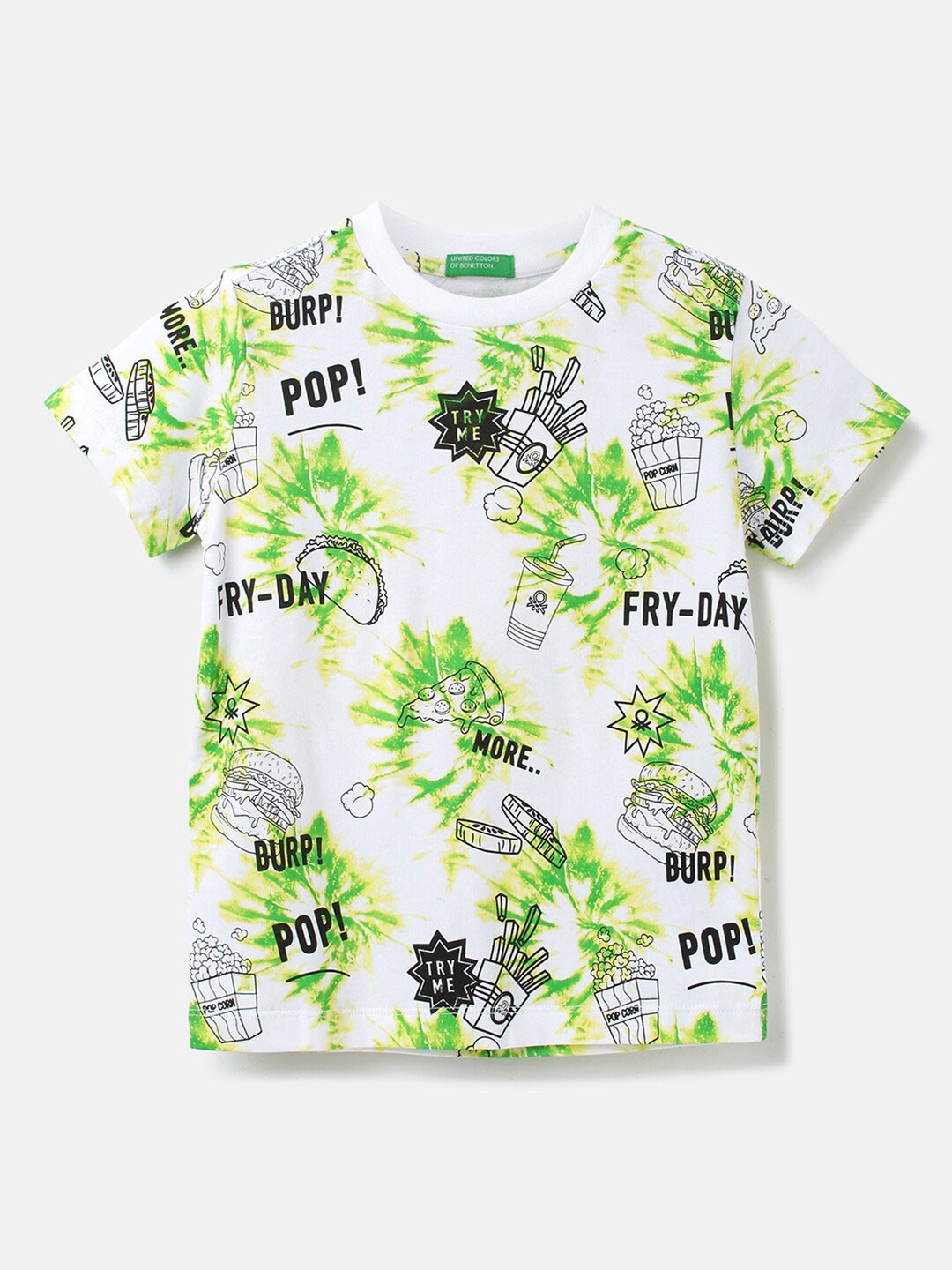 

United Colors of Benetton Boys Typography Printed Cotton T-shirt, White