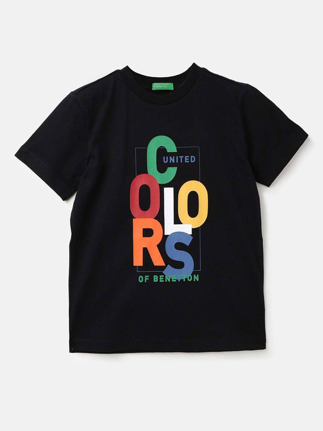 

United Colors of Benetton Boys Typography Printed Cotton T-shirt, Black