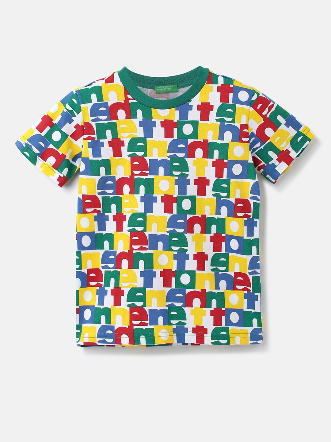 United Colors of Benetton Boys Conversational Printed Cotton T-shirt, Yellow