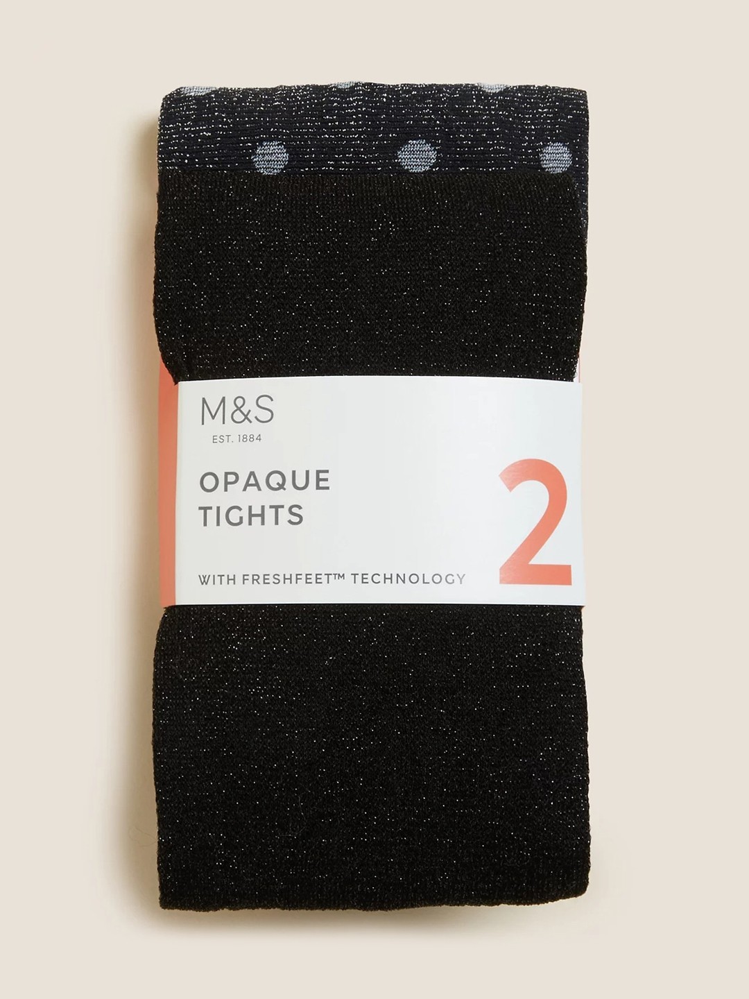 

Marks & Spencer Girls Pack Of 2 Patterned Opaque Stockings, Black