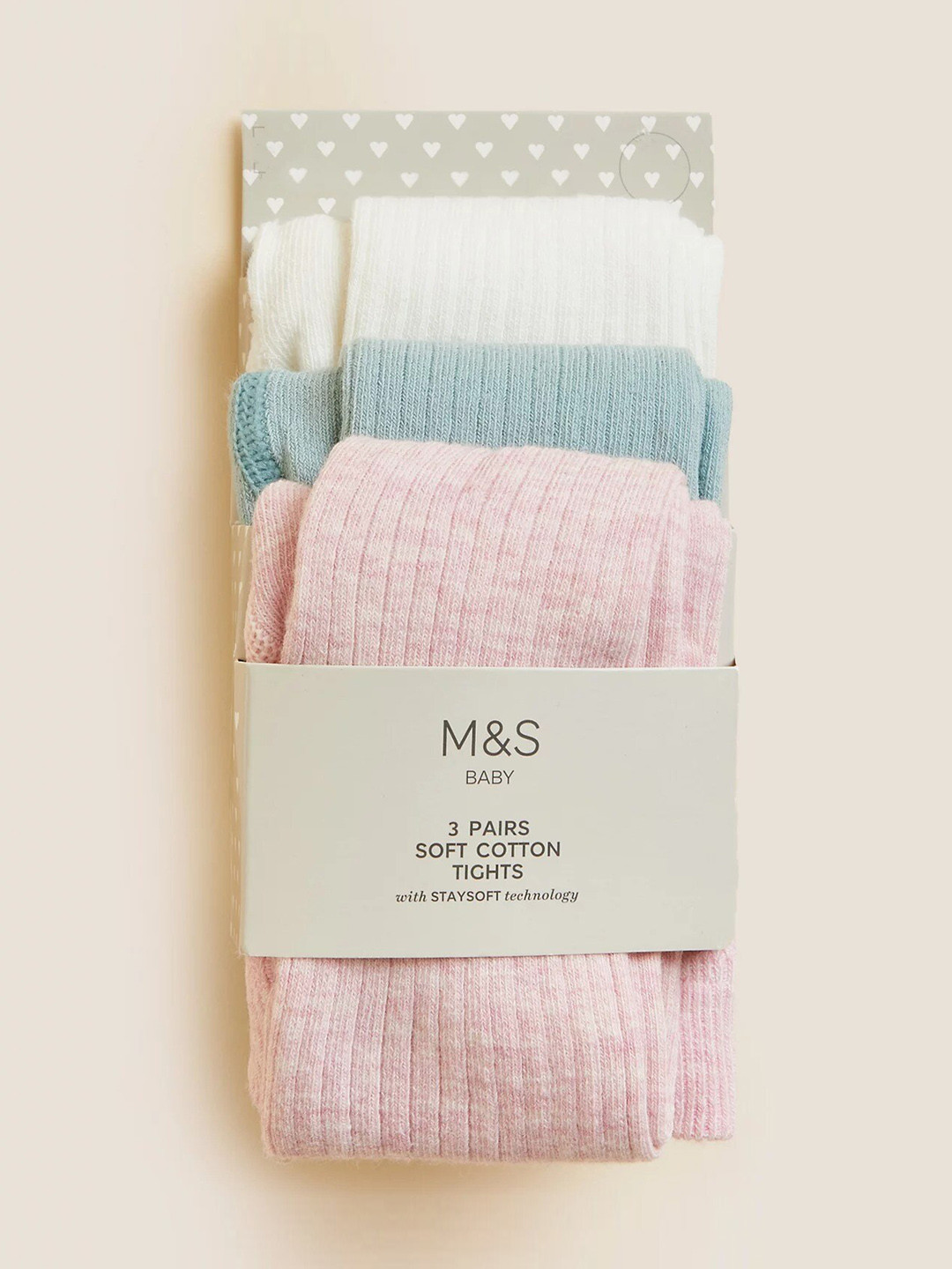 

Marks & Spencer Infants Girls Pack Of 3 Ribbed Stockings, Pink