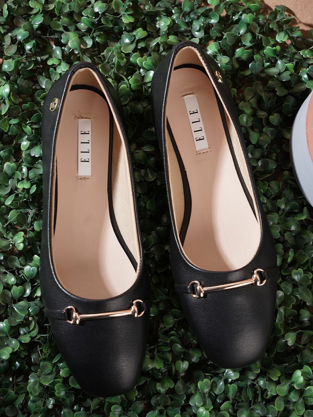

ELLE Women Ballerinas With Buckles Flats, Black