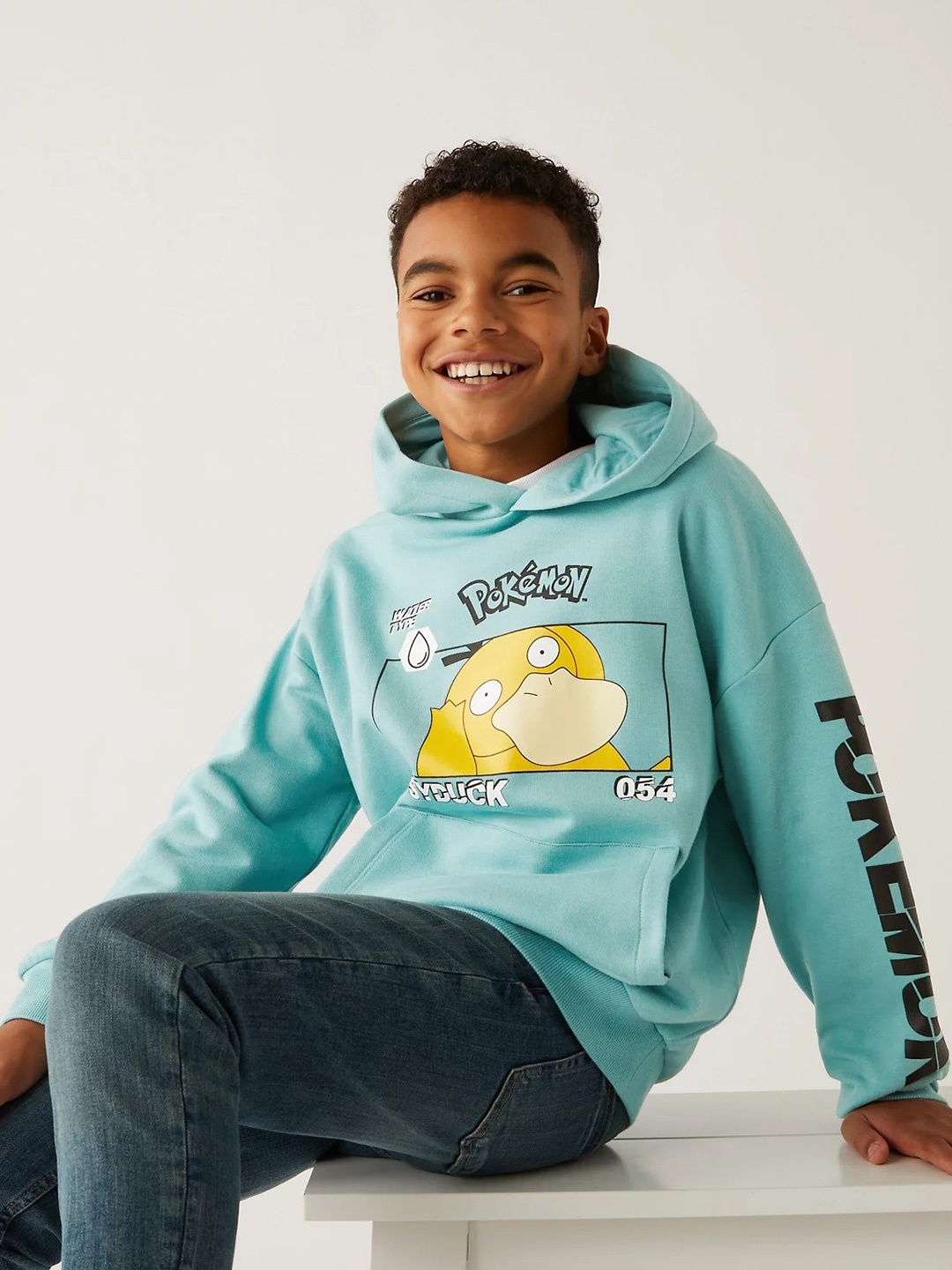 

Marks & Spencer Boys Blue Printed Hooded Sweatshirt