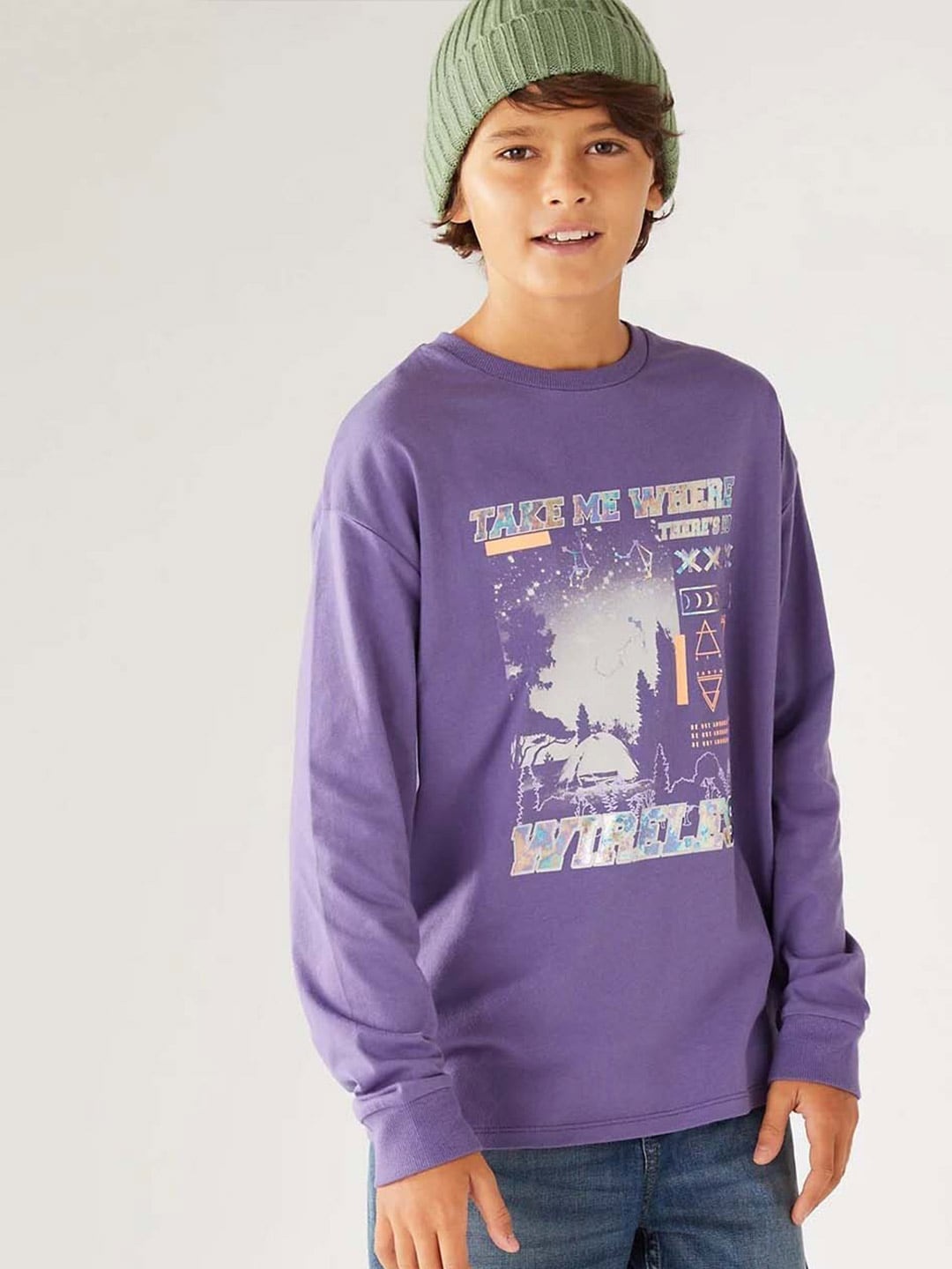 

Marks & Spencer Boys Typography Printed Cotton T-shirt, Purple