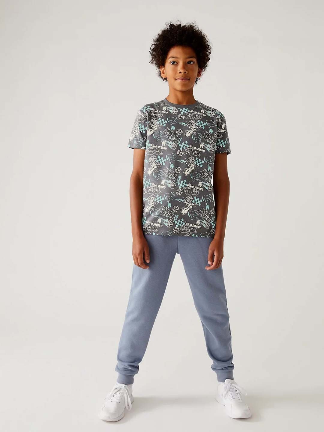 

Marks & Spencer Boys Printed Cotton T-shirt, Grey