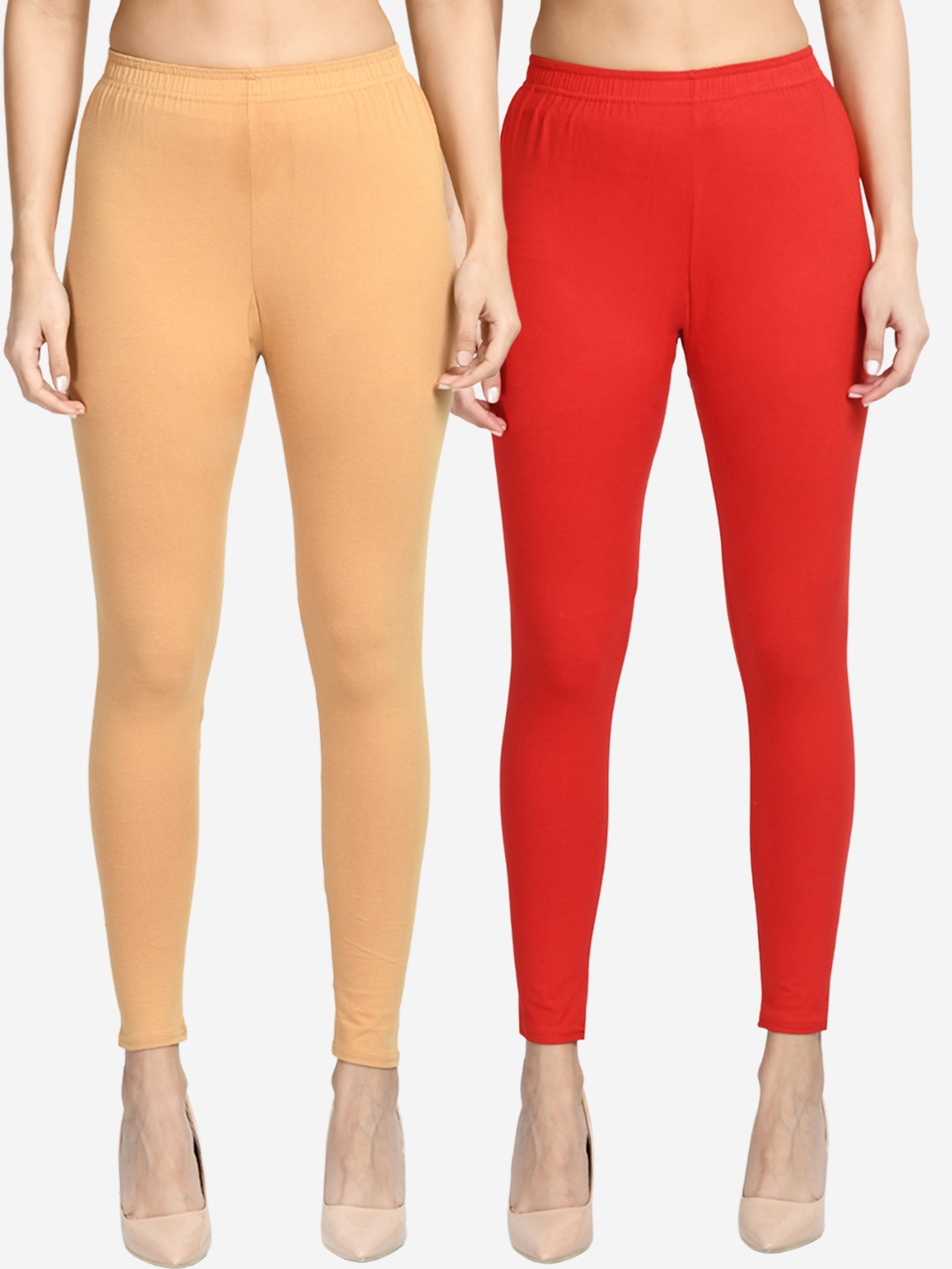 

V&M Pack Of 2 Comfort-Fit Ankle-Length Leggings, Red