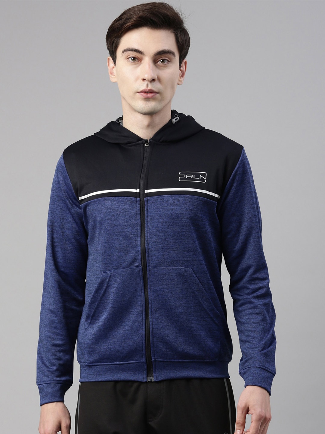 

Proline Active Men Colourblocked Front-Open Hooded Cotton Sweatshirt, Blue