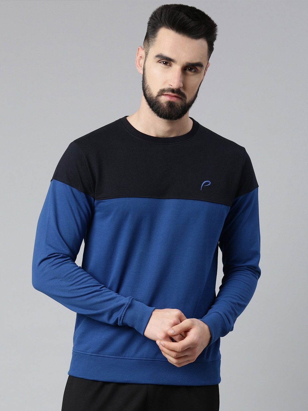 

Proline Active Men Colourblocked Pullover Cotton Sweatshirt, Blue