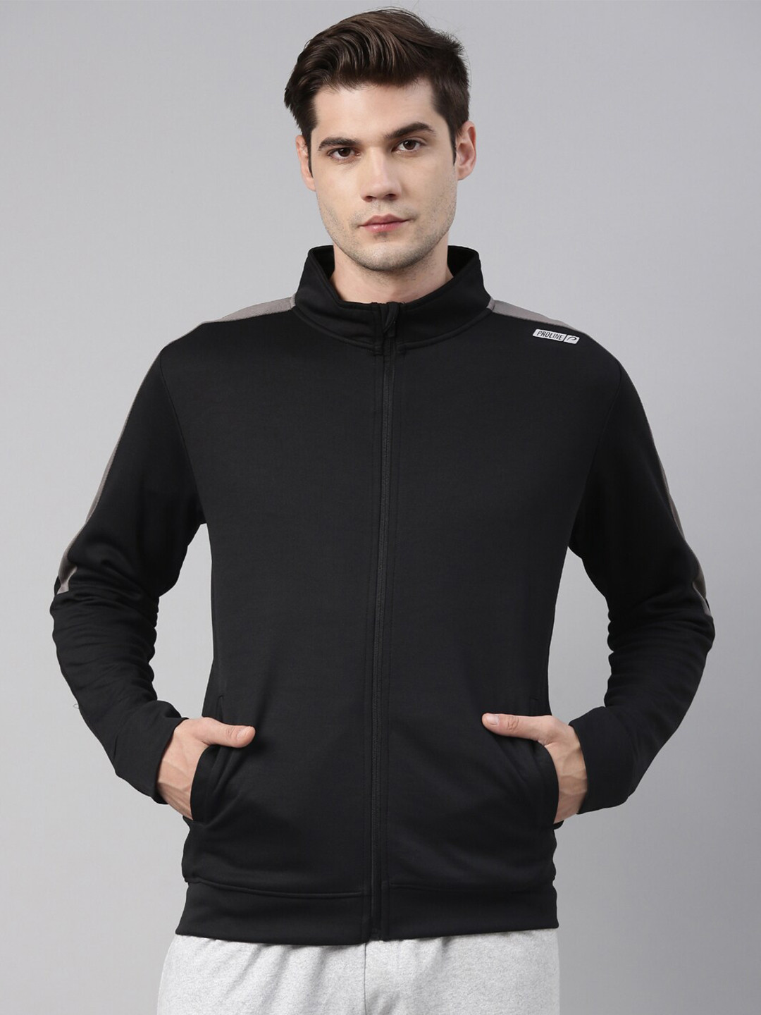 

Proline Active Men Pullover Front-Open Cotton Sweatshirt, Black
