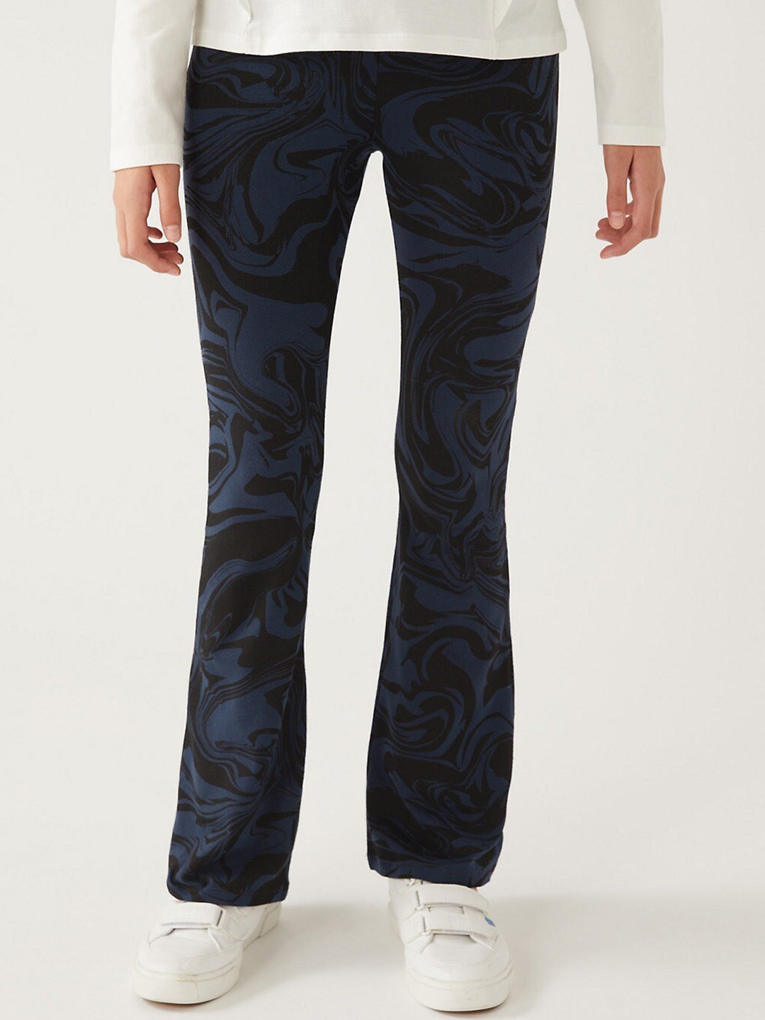 

Marks & Spencer Girls Printed Skinny Fit High-Rise Trousers, Navy blue
