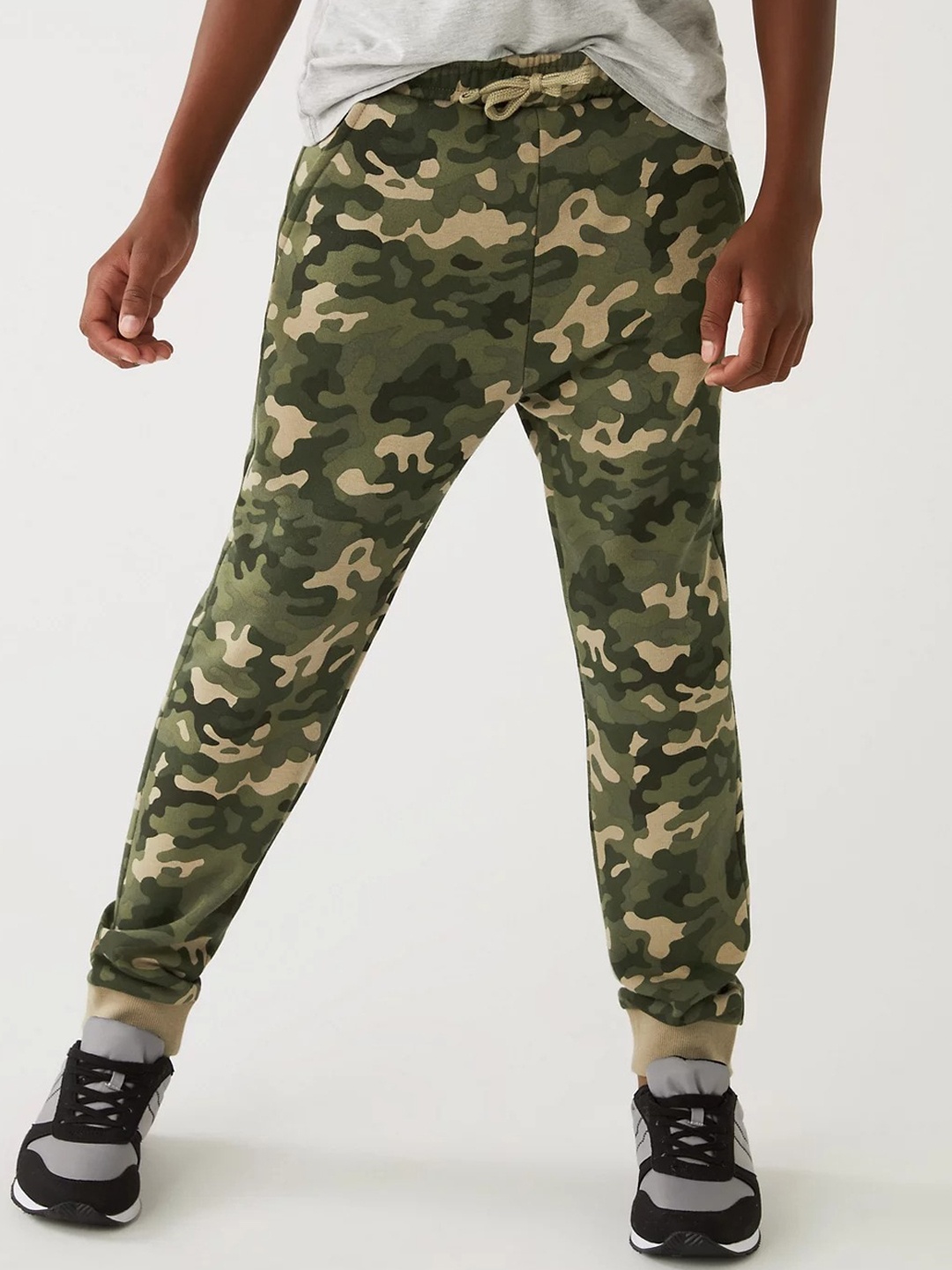 

Marks & Spencer Boys Camouflage Printed High-Rise Joggers, Olive