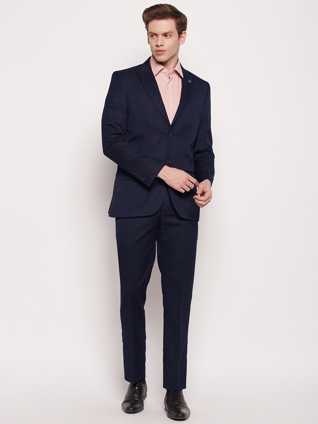 

Cantabil Men Single Breasted Two Piece Formal Suit, Navy blue