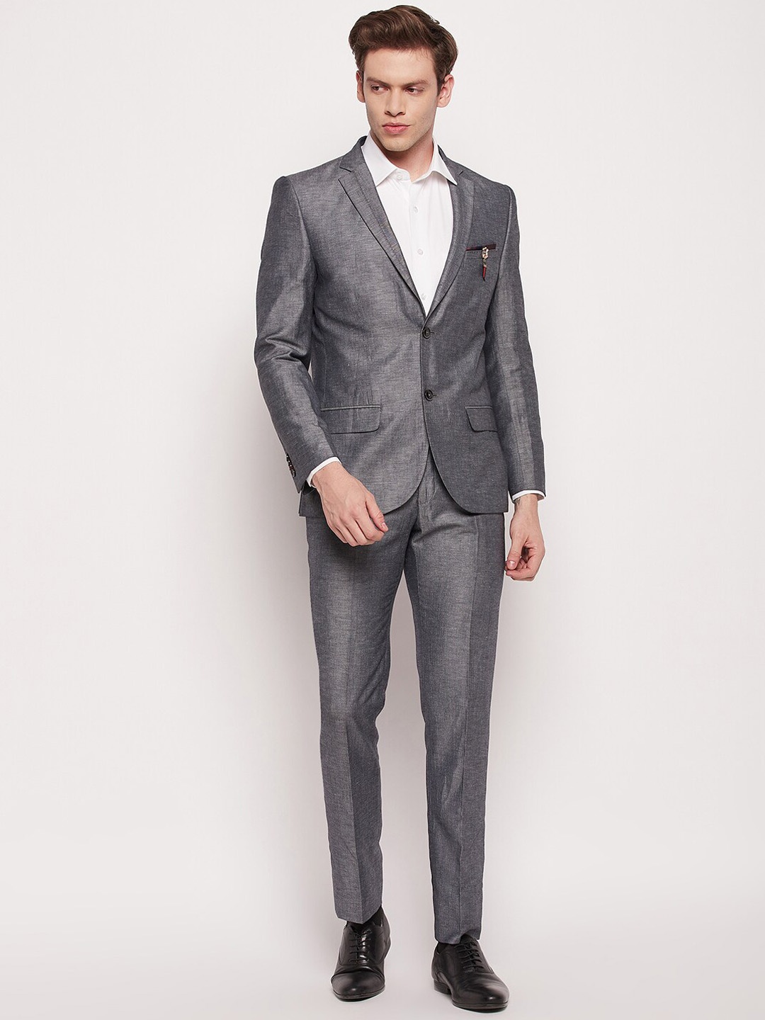 

Cantabil Men Single Breasted Slim Fit Two Piece Formal Suit, Grey