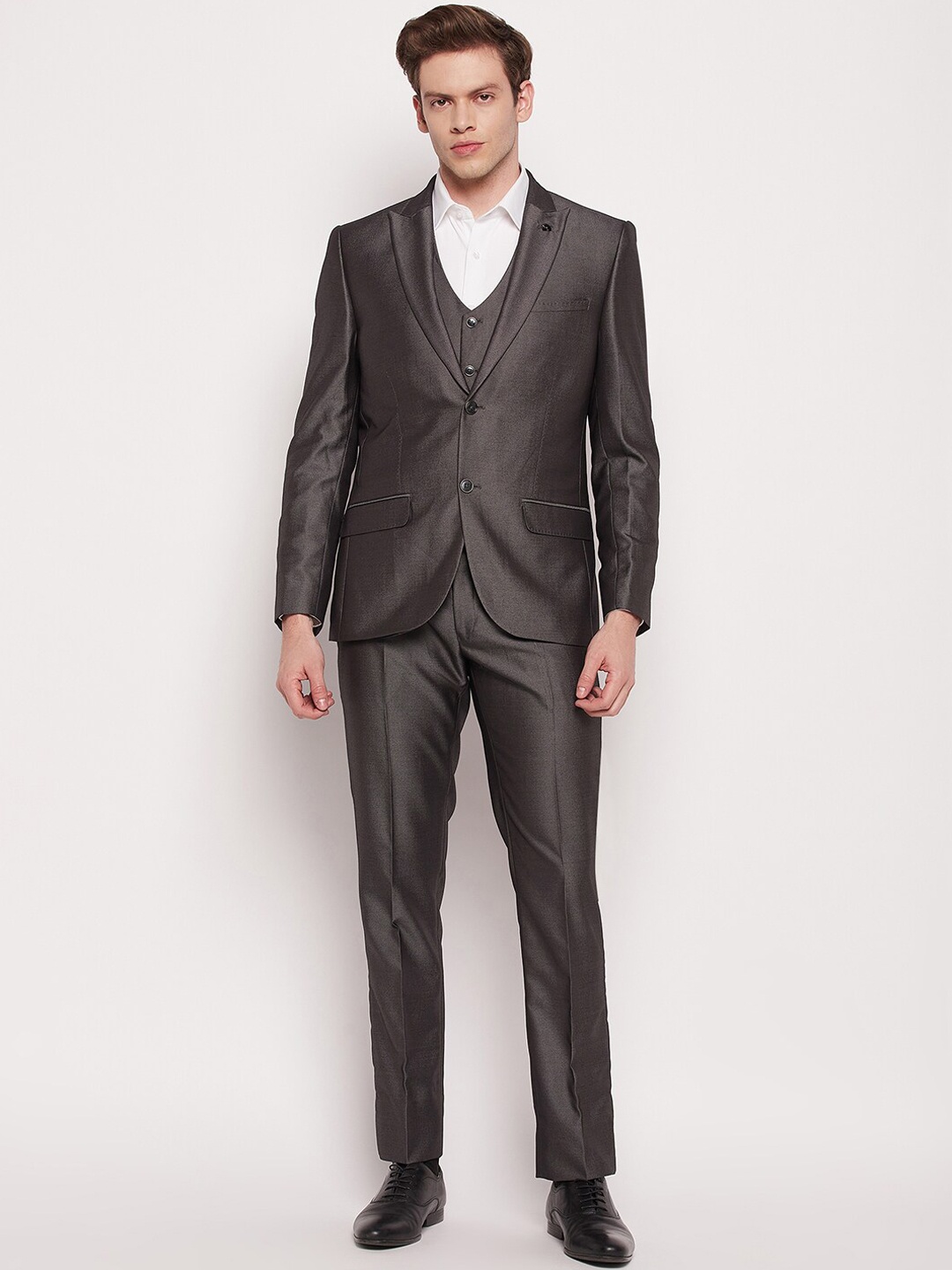 

Cantabil Men 3 Piece Slim-Fit Single-Breasted Formal Suit, Grey
