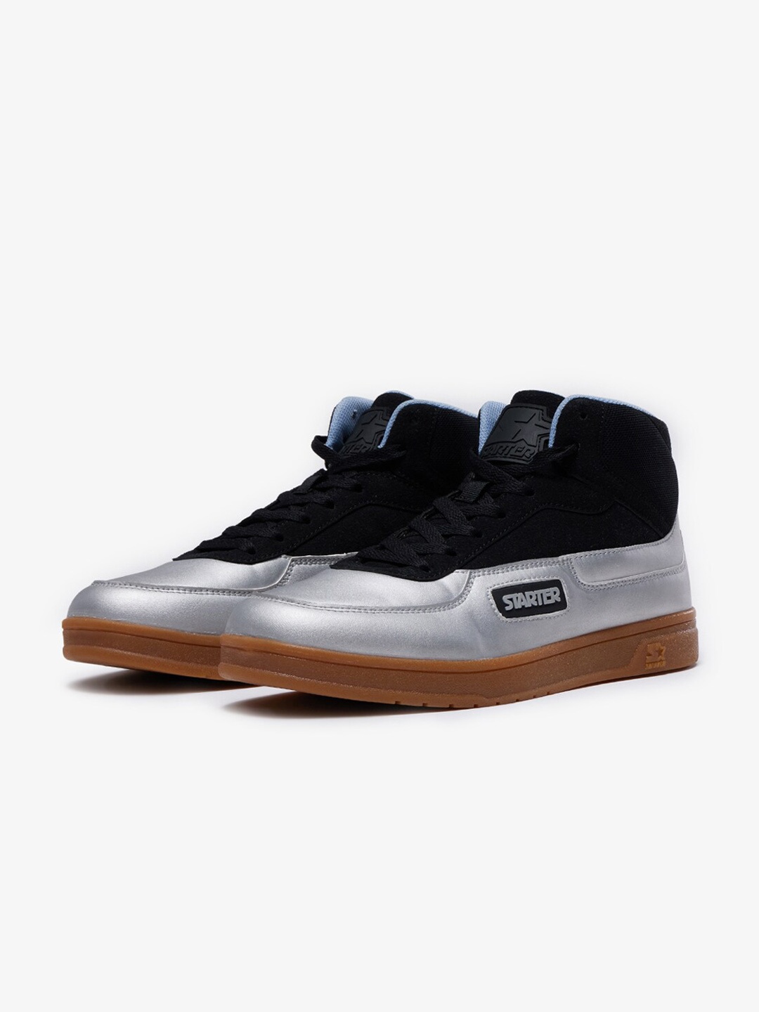 

STARTER Men Colourblocked High-Top Sneakers, Black