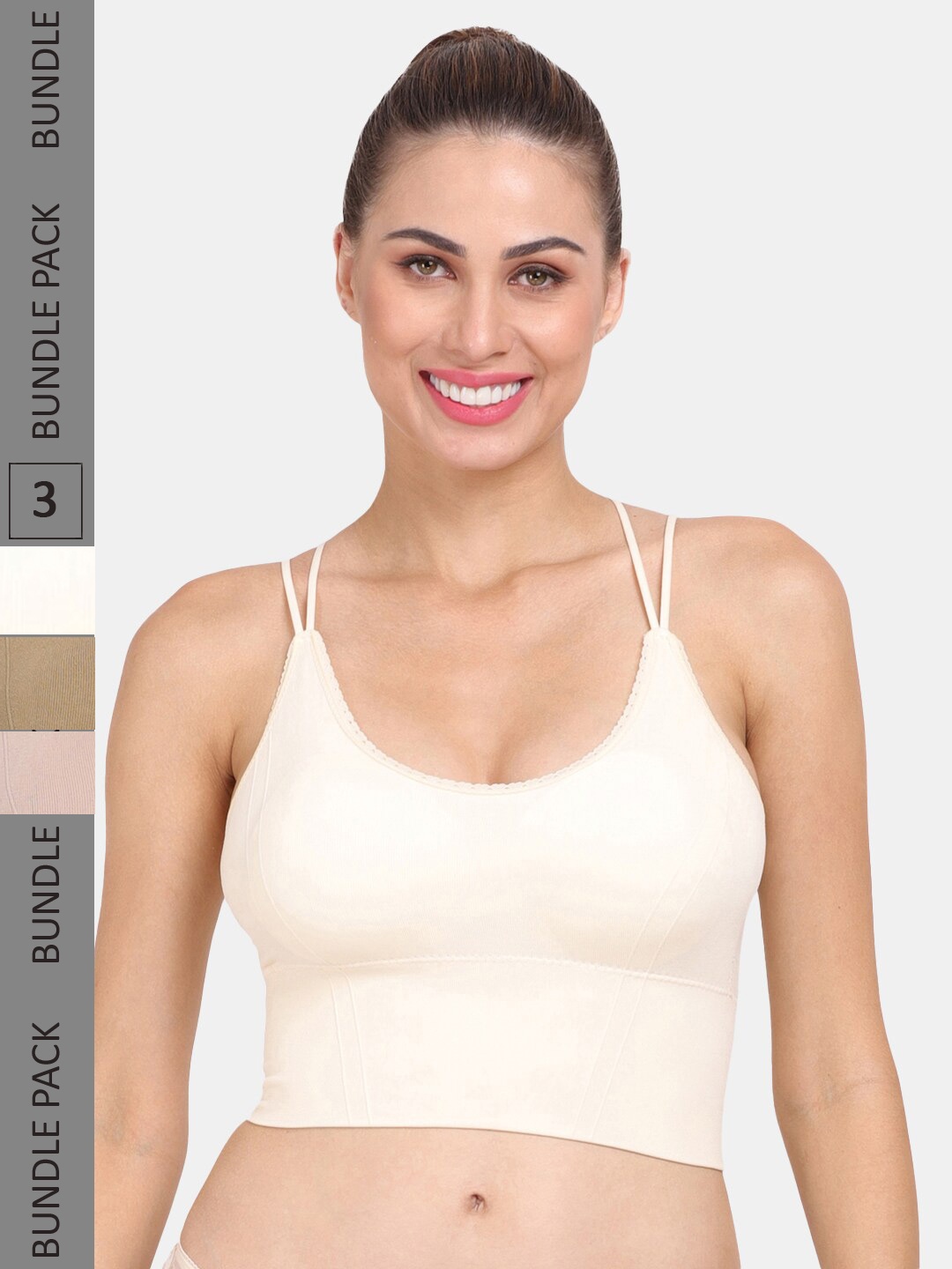 

Amour Secret Pack of 3 Lightly Padded Workout Bra, Cream