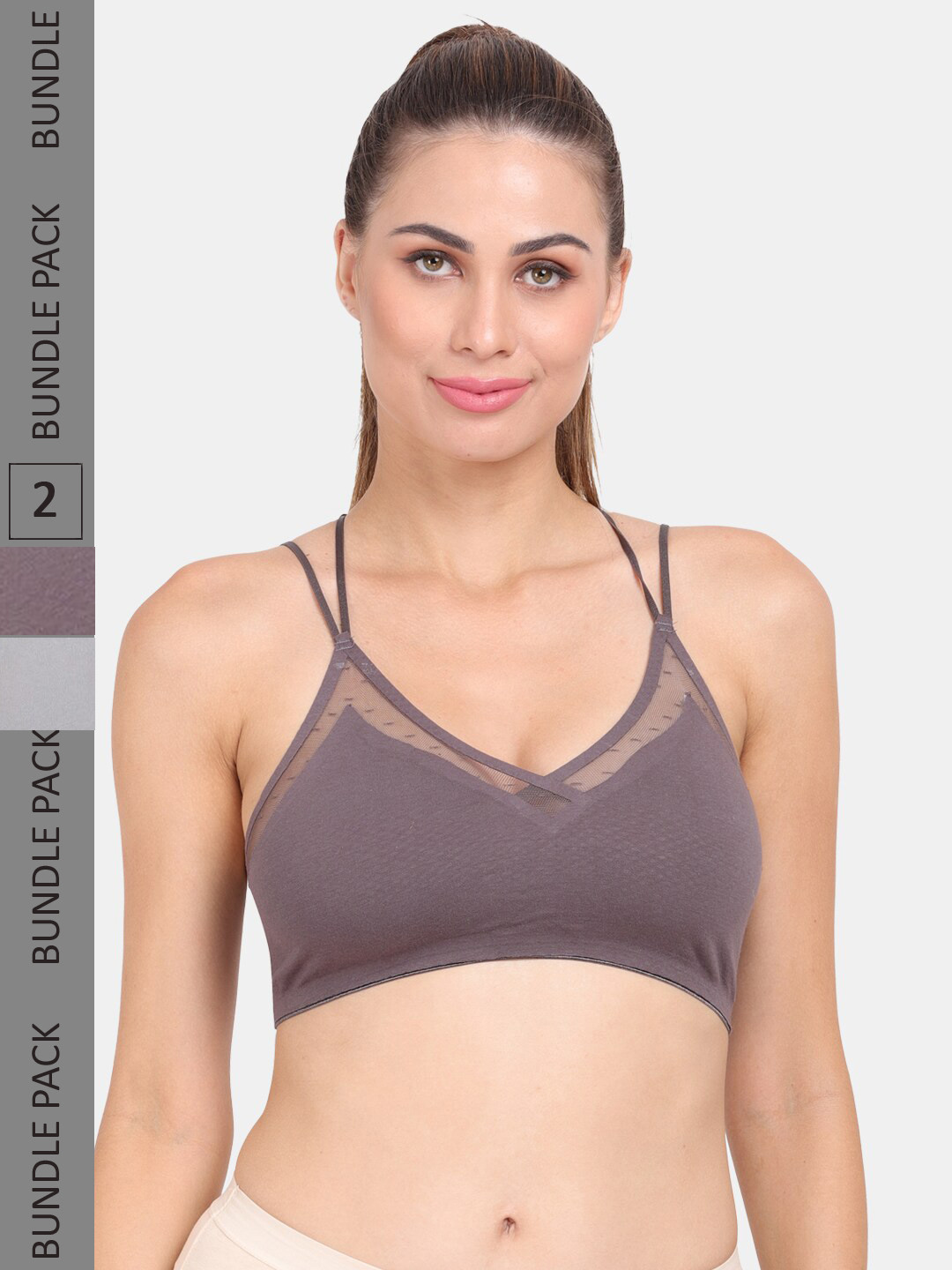 

Amour Secret Pack of 2 Lightly Padded Workout Bra, Grey