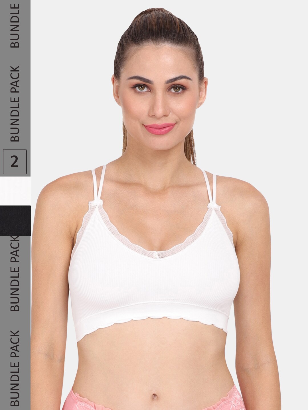 

Amour Secret Pack of 2 Seamless Lightly Padded Anti-Odour Sports Bra S3061_Blk_Wht, Black