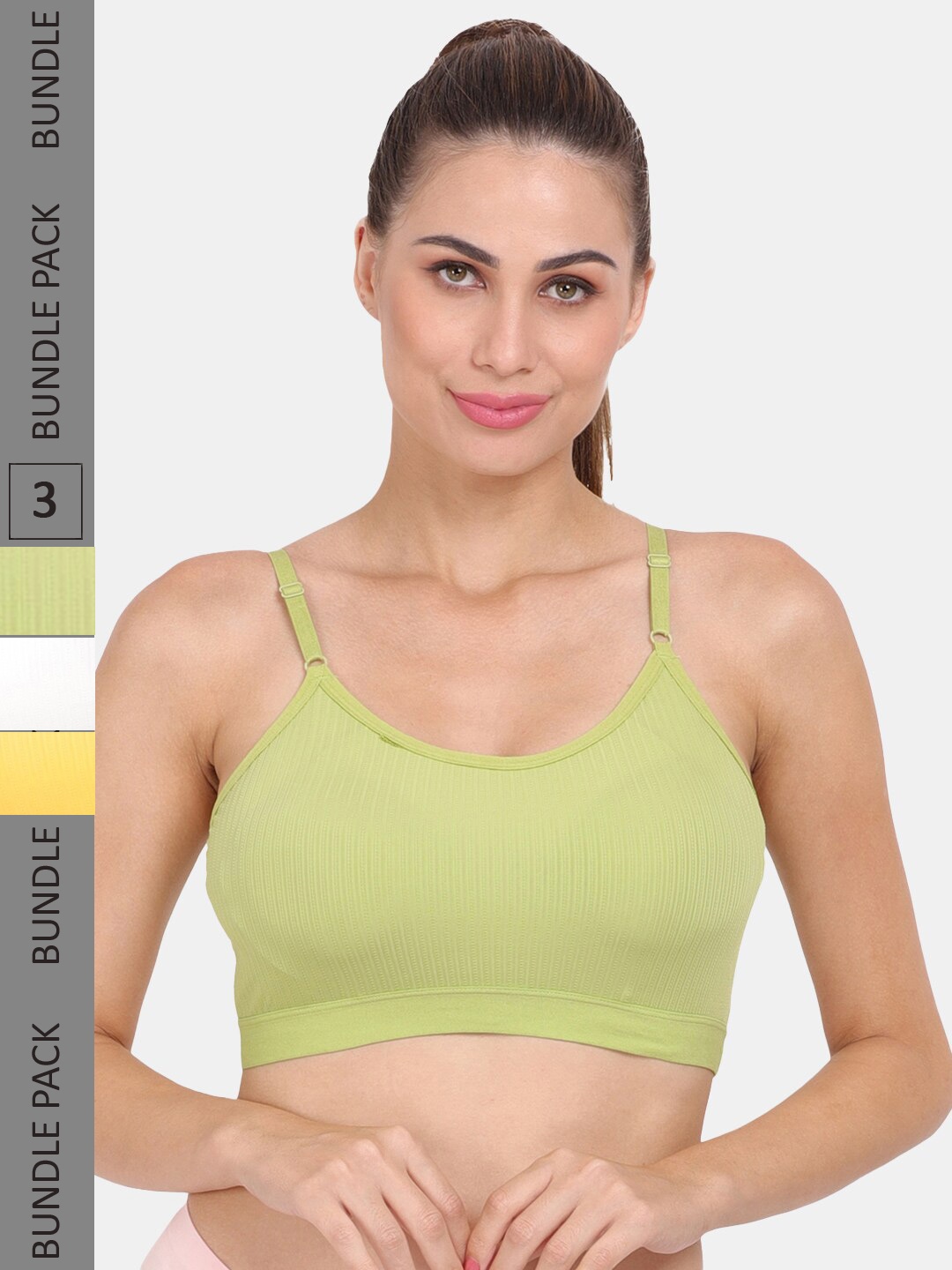 

Amour Secret Pack of 3 Lightly Padded Anti Odour Sports Bra, Yellow