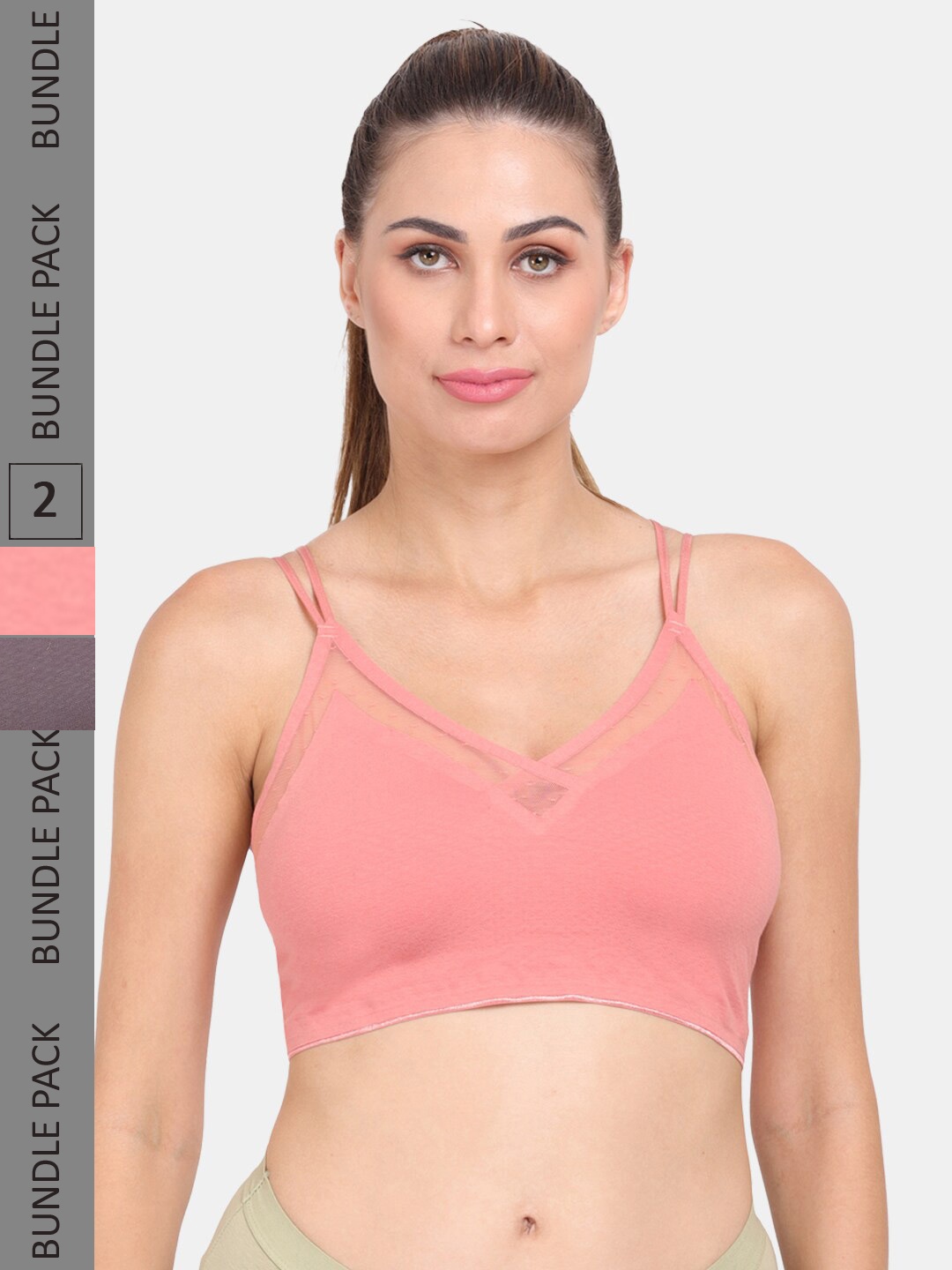 

Amour Secret Pack of 2 Lightly Padded Anti Odour Sports Bra, Coral