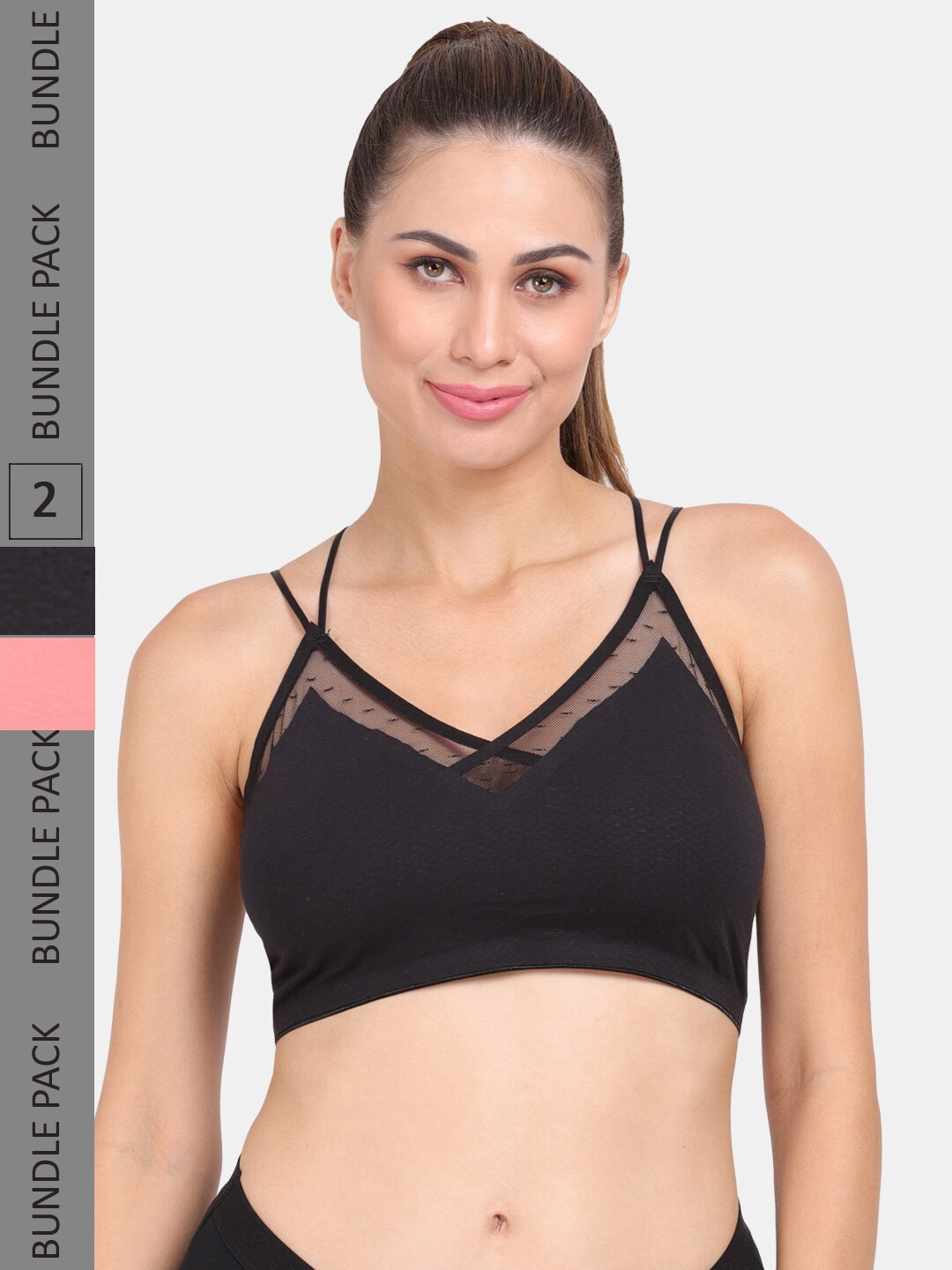 

Amour Secret Pack Of 2 Lightly Padded Anti Odour Sports Bra, Black