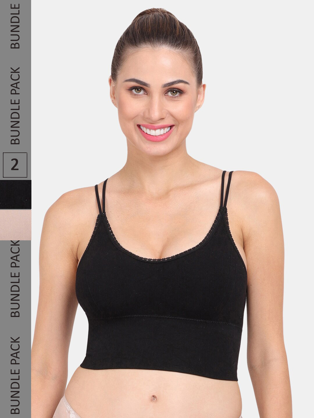 

Amour Secret Pack Of 2 Lightly Padded Anti Odour Sports Bra, Black