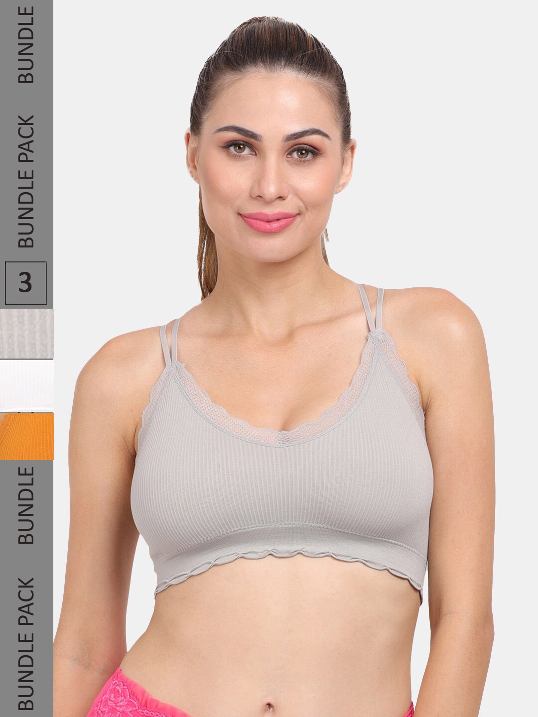 

Amour Secret Pack of 3 Lightly Padded Bra, Grey